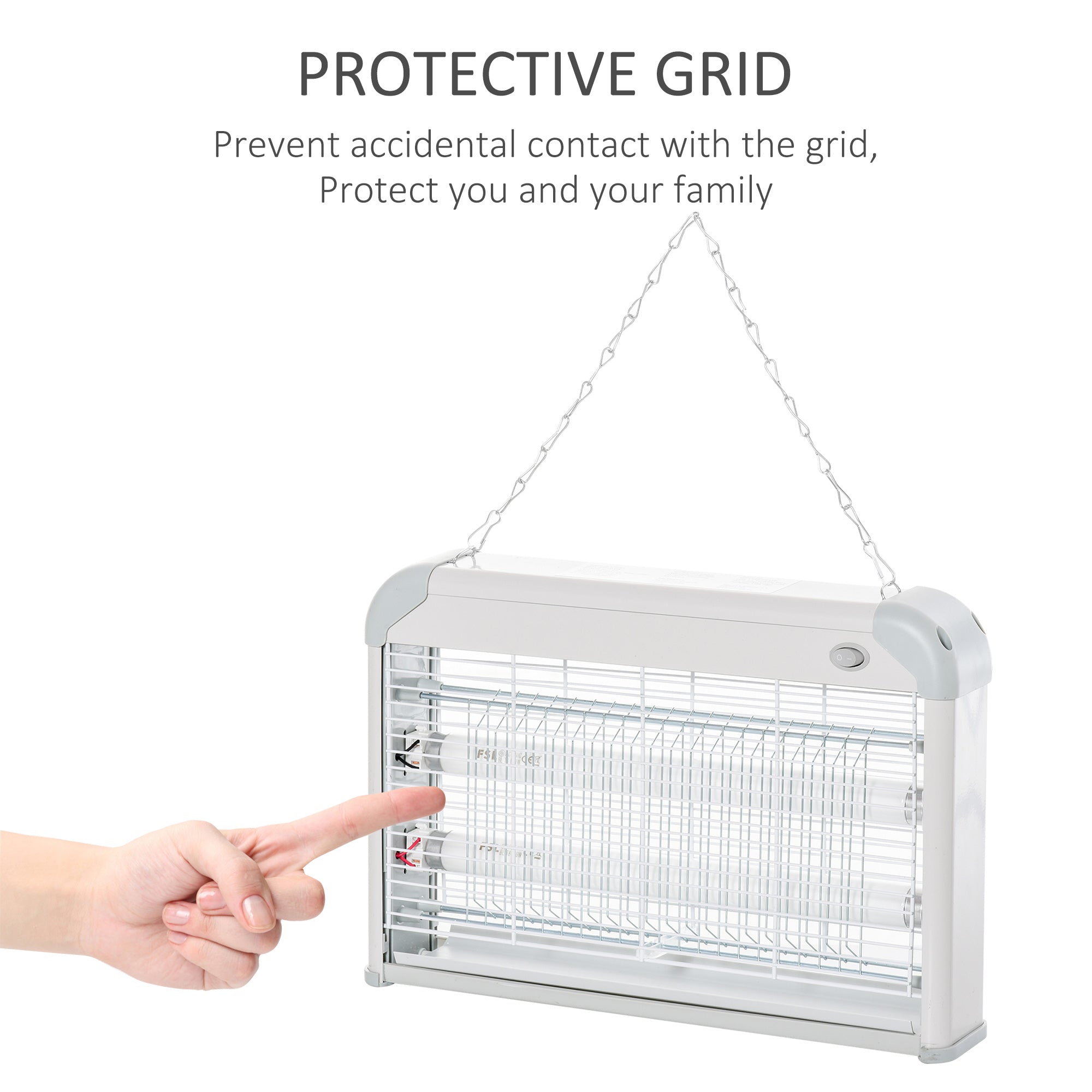 Outsunny Electric Fly Zapper, 20W Electric Fly Killer, Wall Hanging Bug Zapper Indoor & Outdoor Attracting Insect Mosquito Killer, Grey