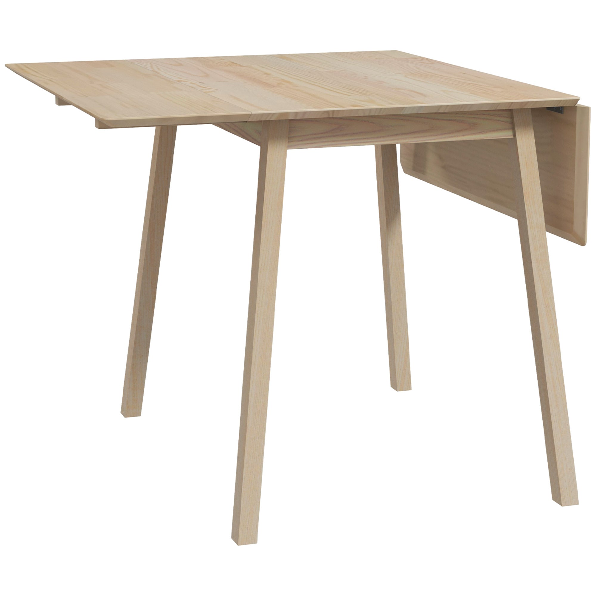 HOMCOM Wooden Four-Seater Drop Leaf Table - Natural Finish