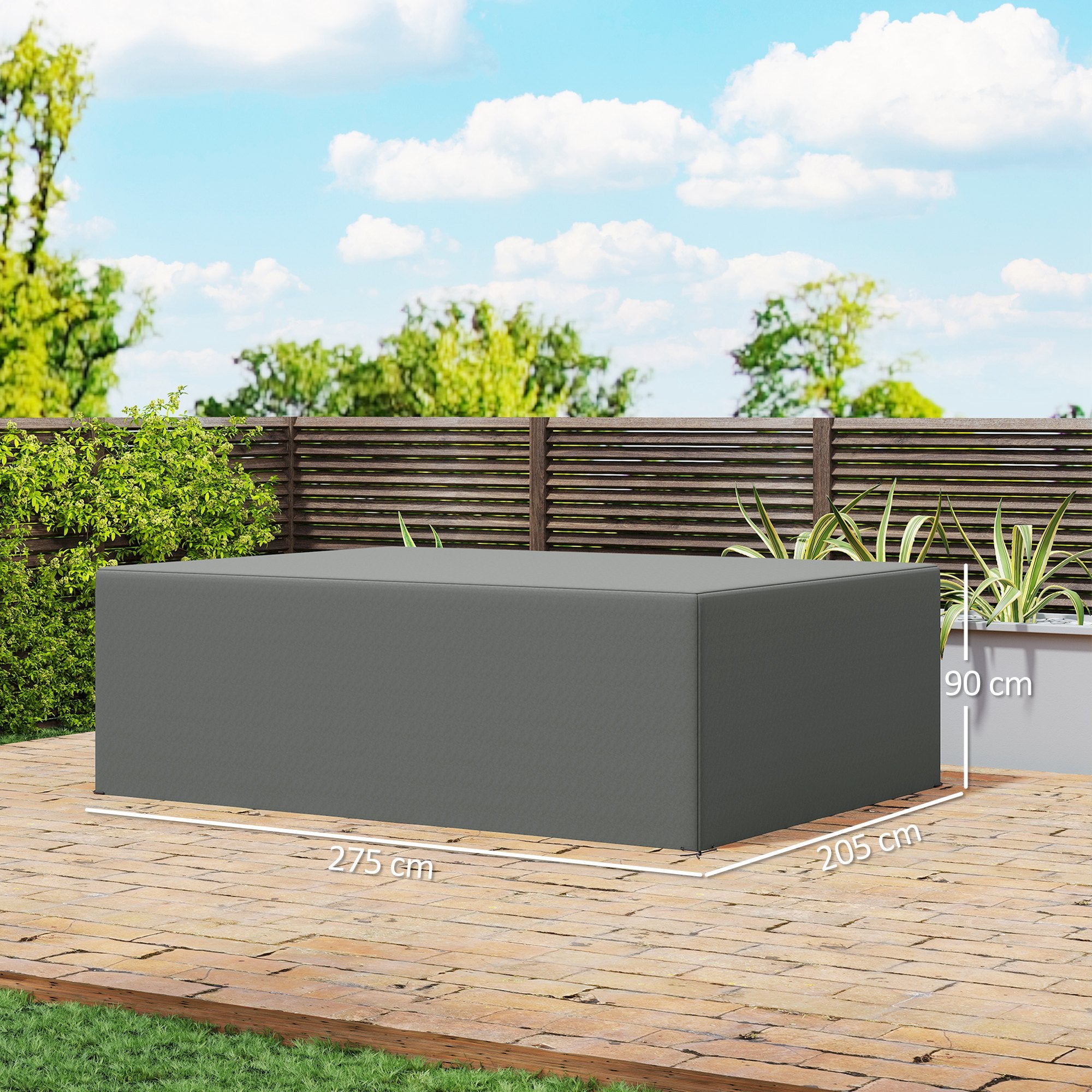 Outsunny 600D Oxford Patio Garden Furniture Dining Table Chair Set Cover Water Protector Waterproof Anti-UV 275L x205W x 90Hcm – Grey