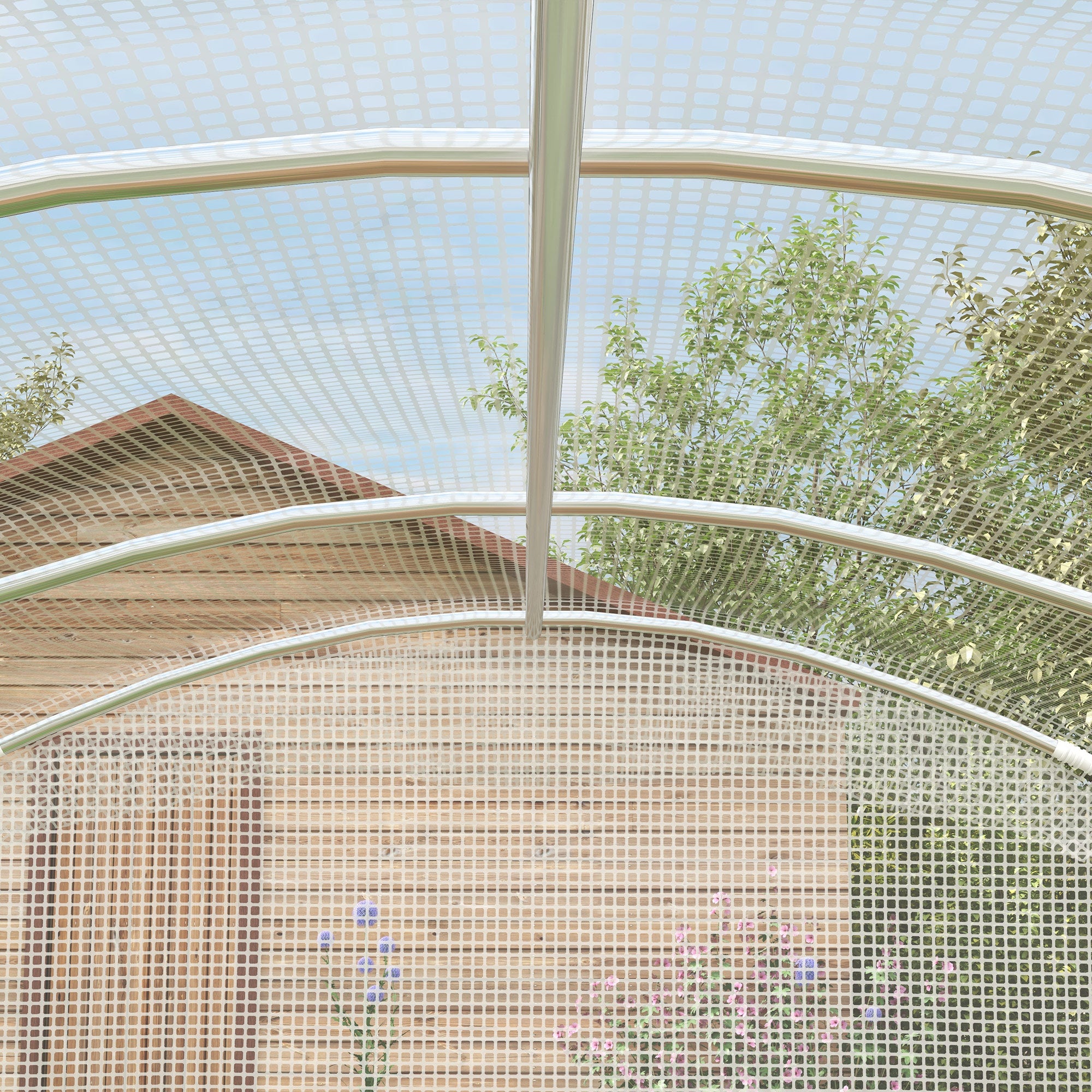 Outsunny Polytunnel Greenhouse Walk-in Grow House with UV-resistant PE Cover, Door and Galvanised Steel Frame, 2 x 2 x 2m, White - North Peak Garden Furniture