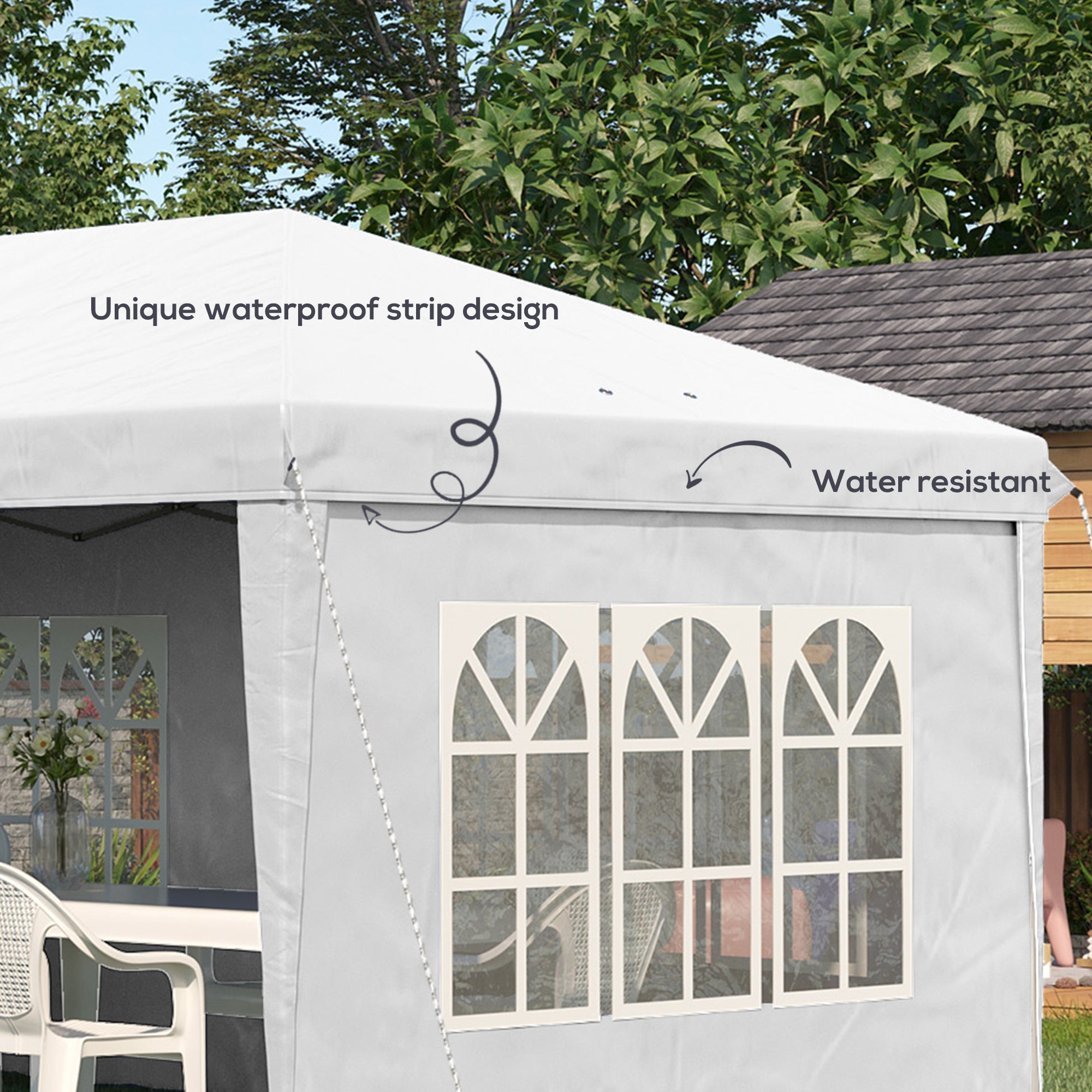 Outsunny 3 x 6m Pop Up Gazebo, Height Adjustable Marquee Party Tent with Sidewalls and Storage Bag, White - North Peak Garden Furniture