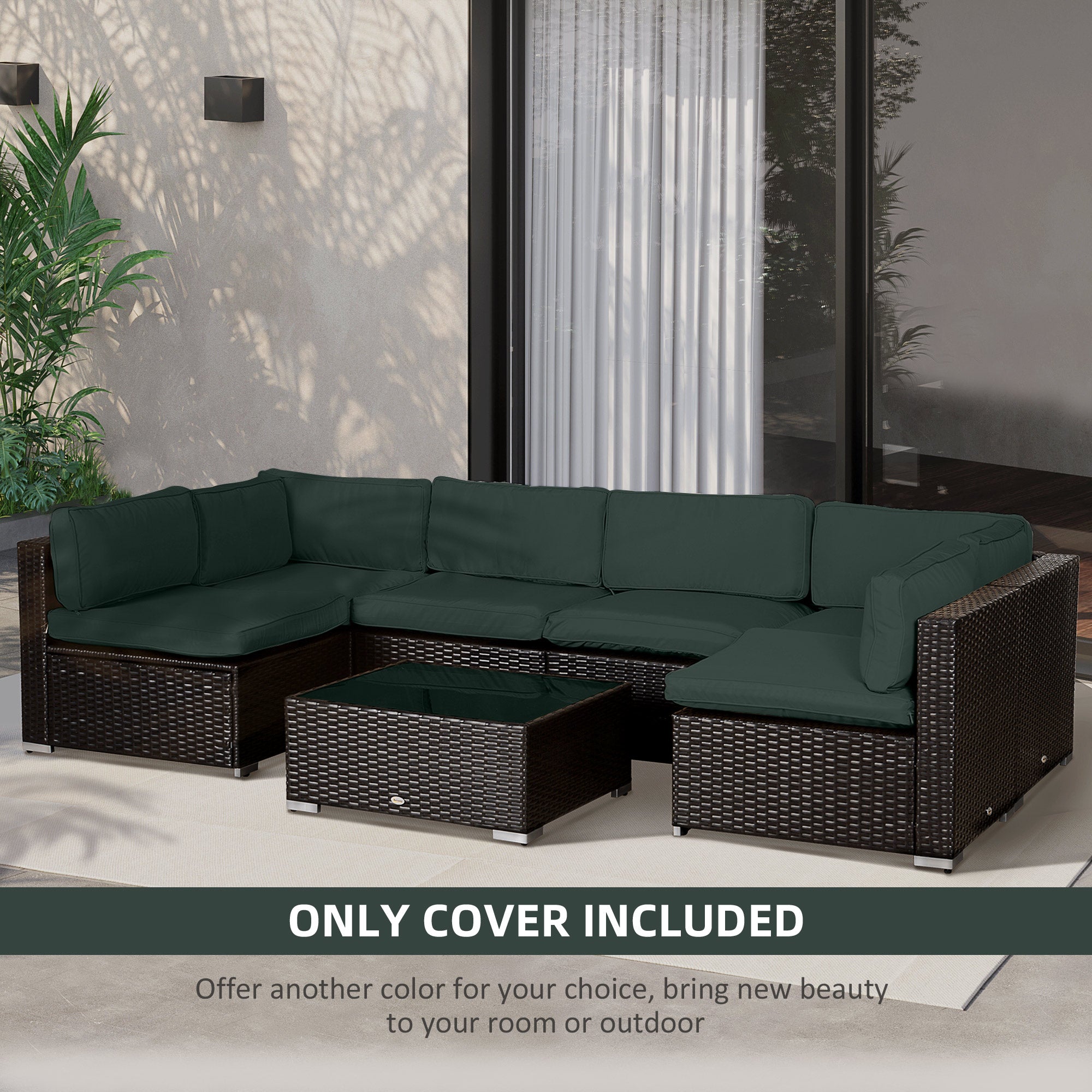 Outsunny Garden Rattan Sofa Cushion Polyester Cover Replacement Outdoor- No Cushion Included, Dark Grey