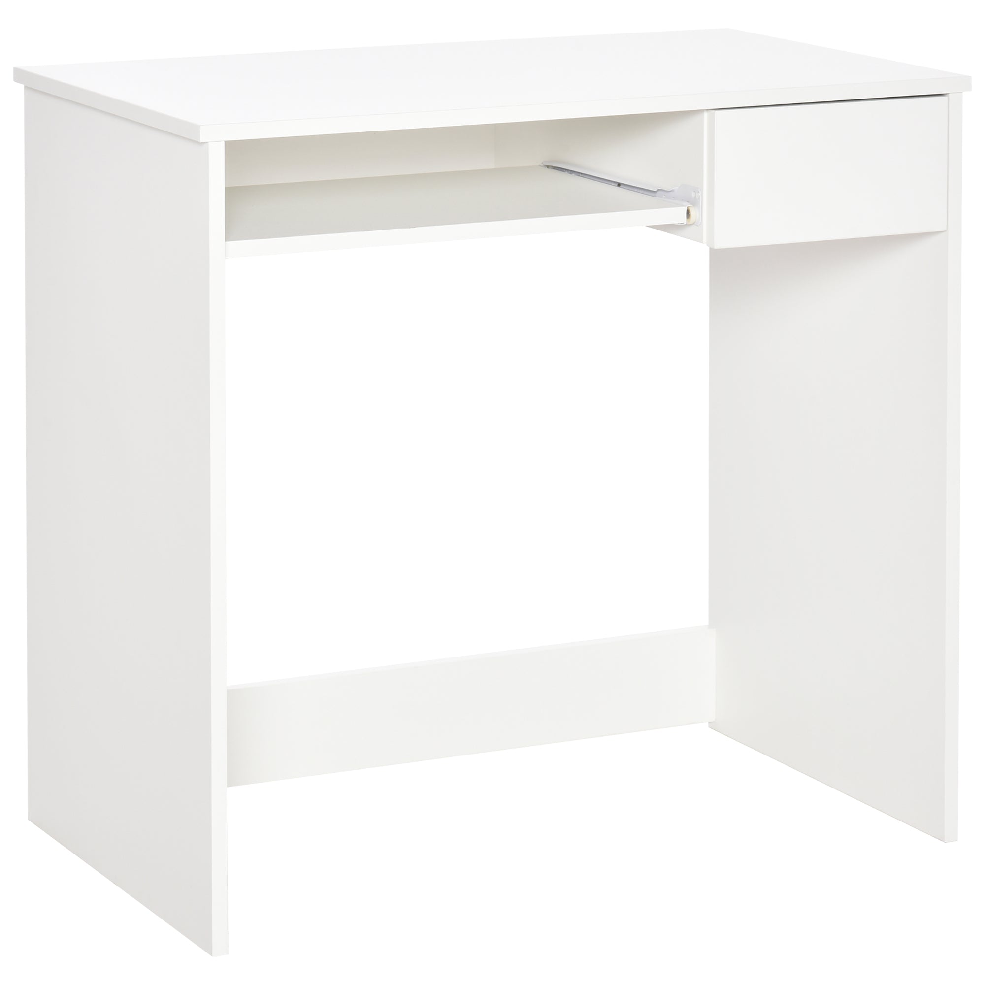 HOMCOM Compact Computer Table with Keyboard Tray Drawer Study Office Working Writing Desk, White