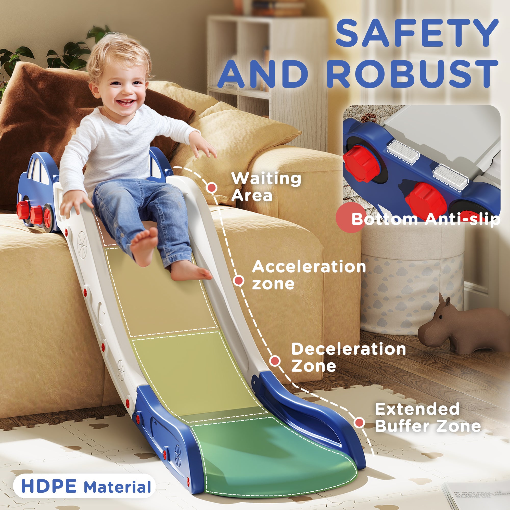 AIYAPLAY Kids Slide for Couch, Bed, Sofa, Easy to Assemble, Blue - North Peak Garden Furniture