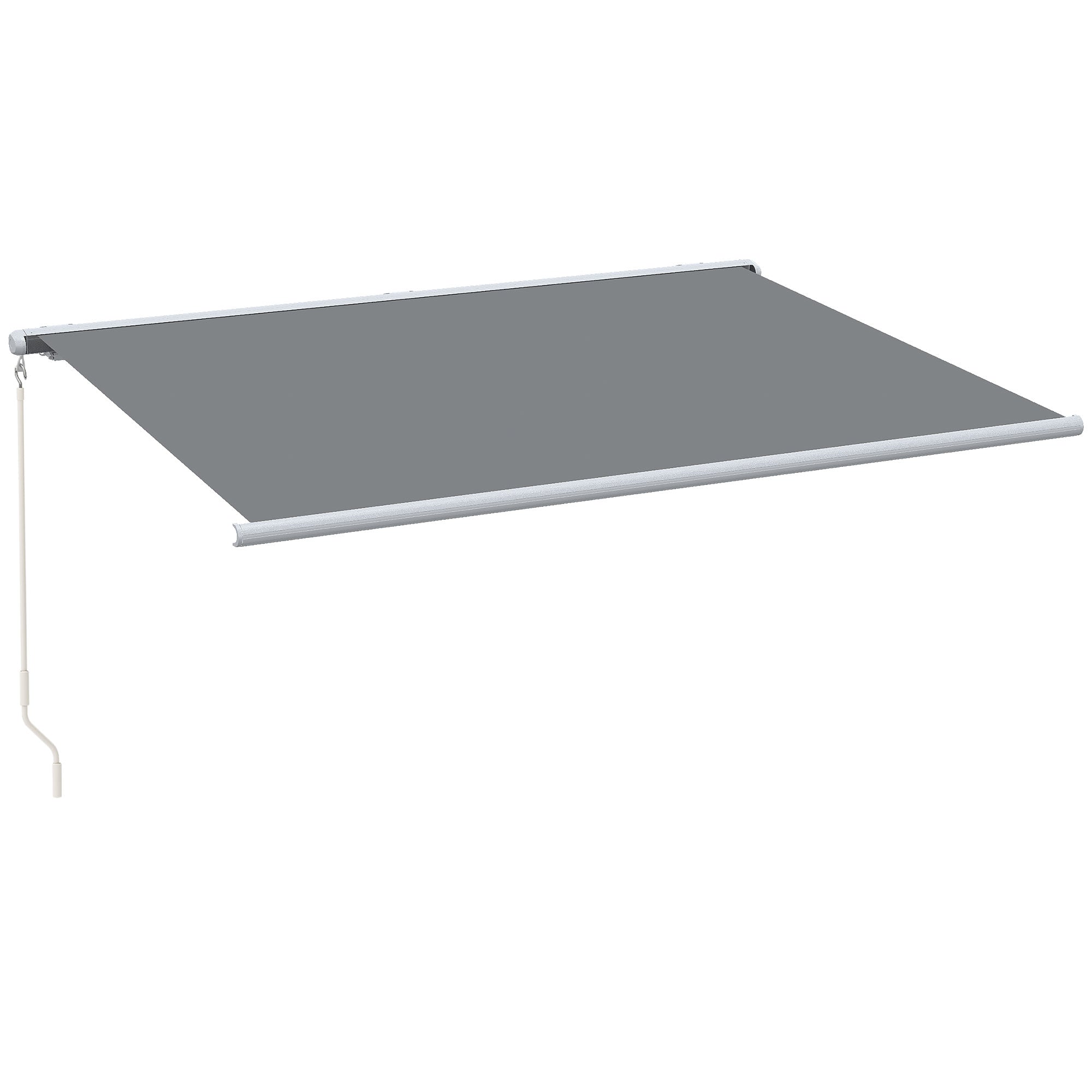 Outsunny 4x3m Full Cassette Electric/Manual Retractable Awning, Sun Canopies for Patio Door Window with Remote Controller, Grey - North Peak Garden Furniture