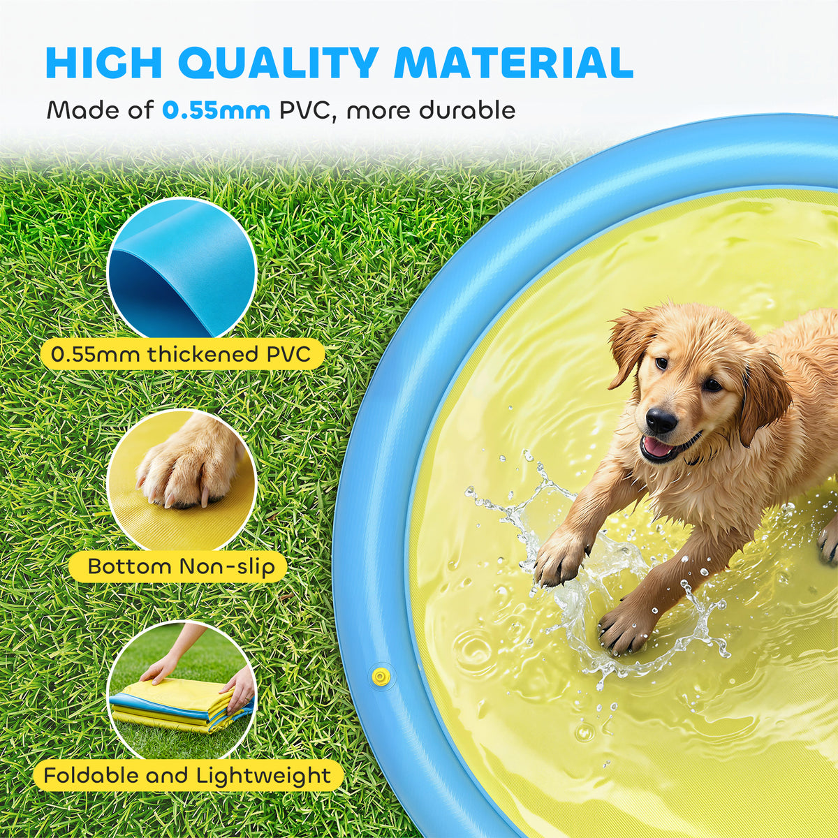 PawHut Dog Splash Pad  for Garden, Patio, Summer Fun, 170 cm