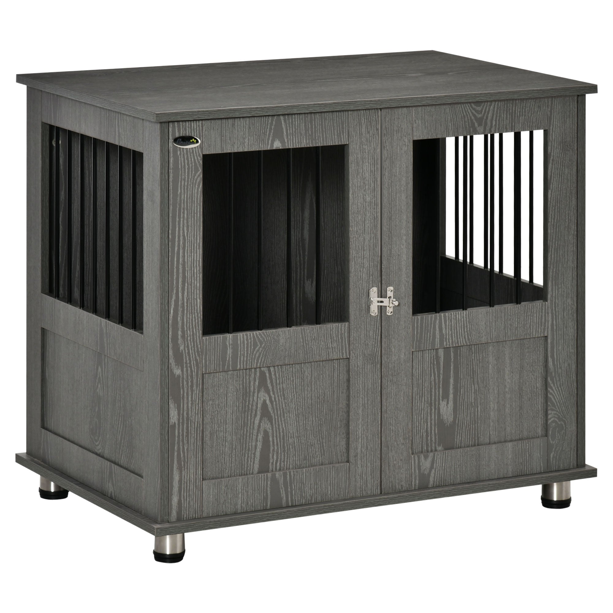 PawHut Dog Crate Table for Medium and Large Dogs with Magnetic Door for Indoor Use, 85 x 55 x 75 cm, Grey