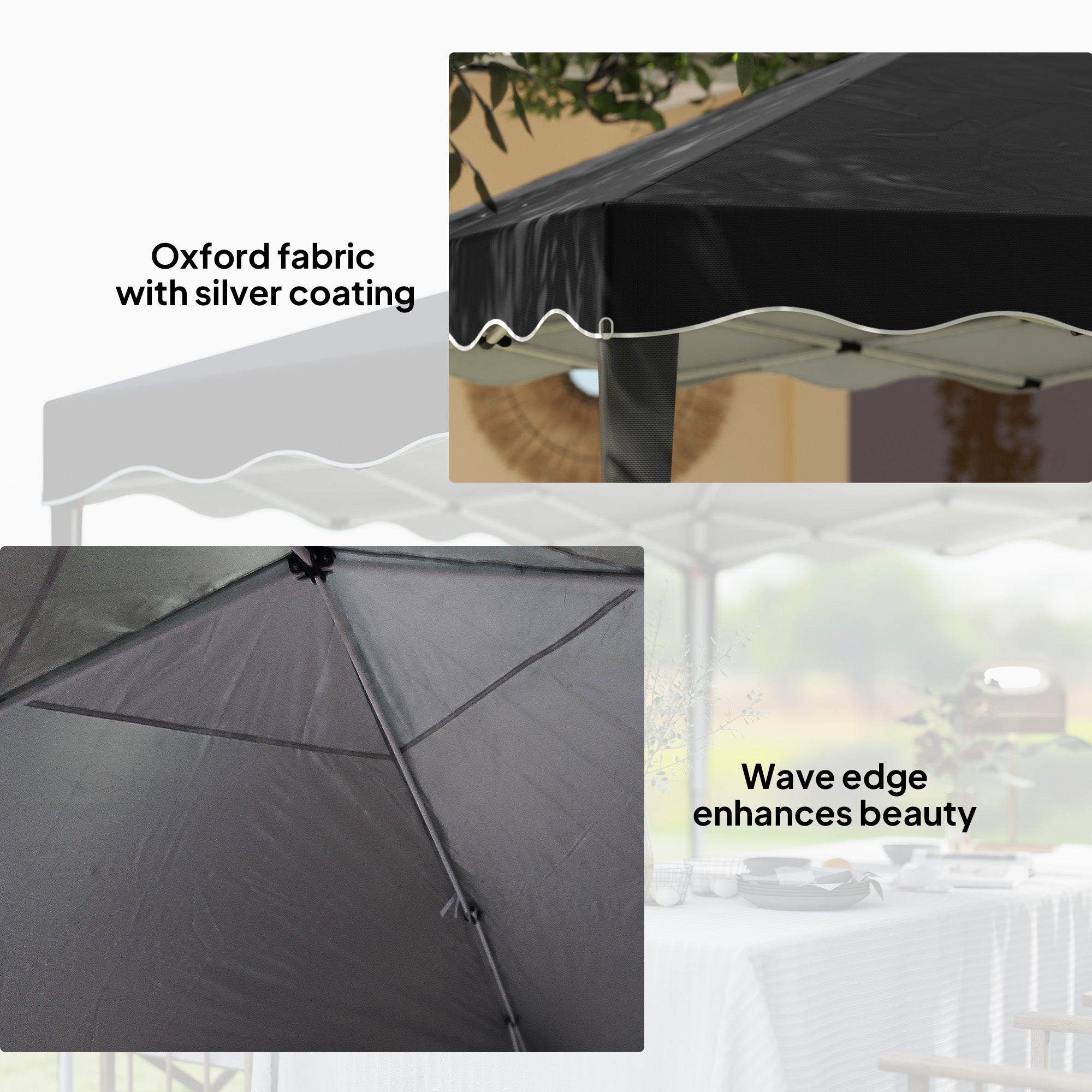 Outsunny 3 x 3cm Adjustable Height Pop-Up Gazebo, with Bag - Black - North Peak Garden Furniture