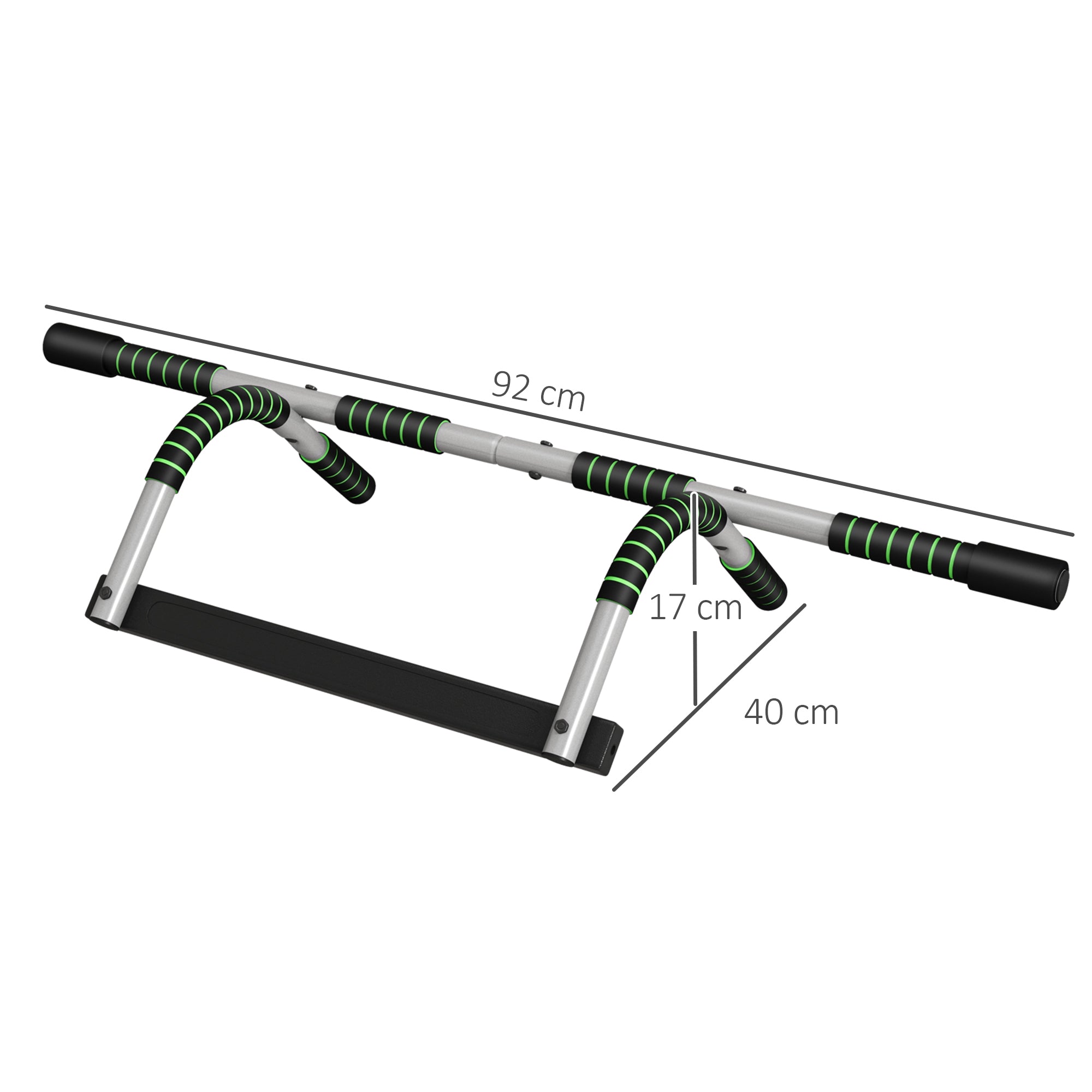 HOMCOM Pull-Up Bar for Doorway, Home Fitness Door Horizontal Bar Push up Bar for Indoor Gym Upper Body Workout, Green - North Peak Garden Furniture