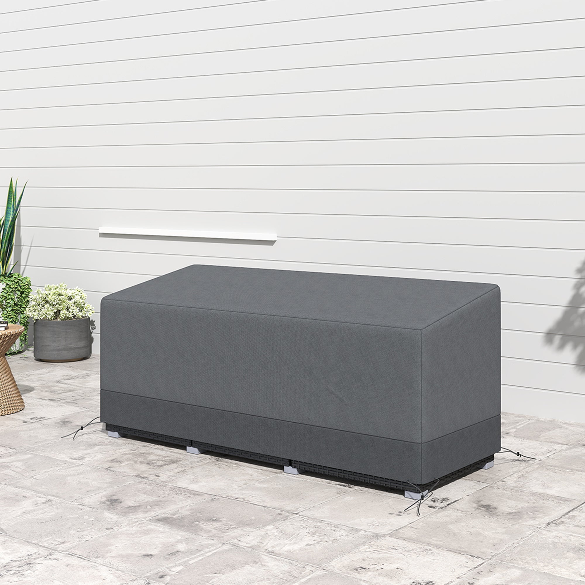 Outsunny Rectangular Patio Furniture Cover for 3 Seater Sofa Bistro Set, Water UV Resistant Protection 600D Oxford Fabric Rattan Lounge Clean Cover, 190 x 72 x 76cm