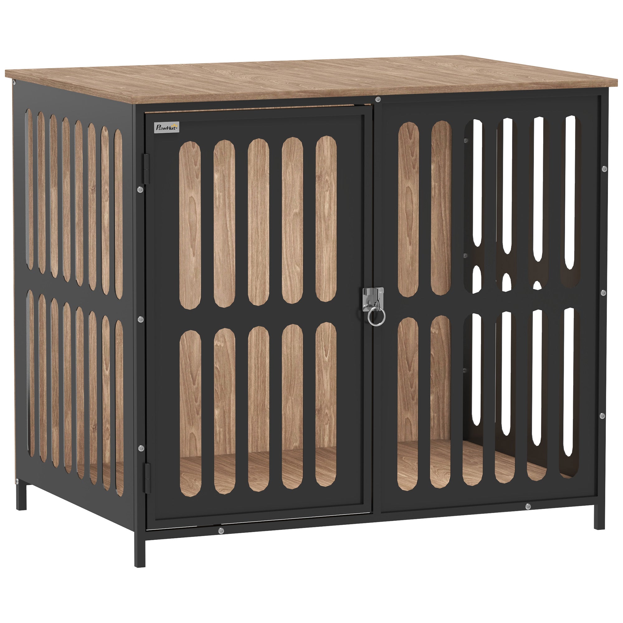 PawHut Dog Crate Furniture with Anti-Chew Resistant Mesh, Anti-Escape Single Door, for Medium Dogs, 80 x 55 x 72 cm - North Peak Garden Furniture