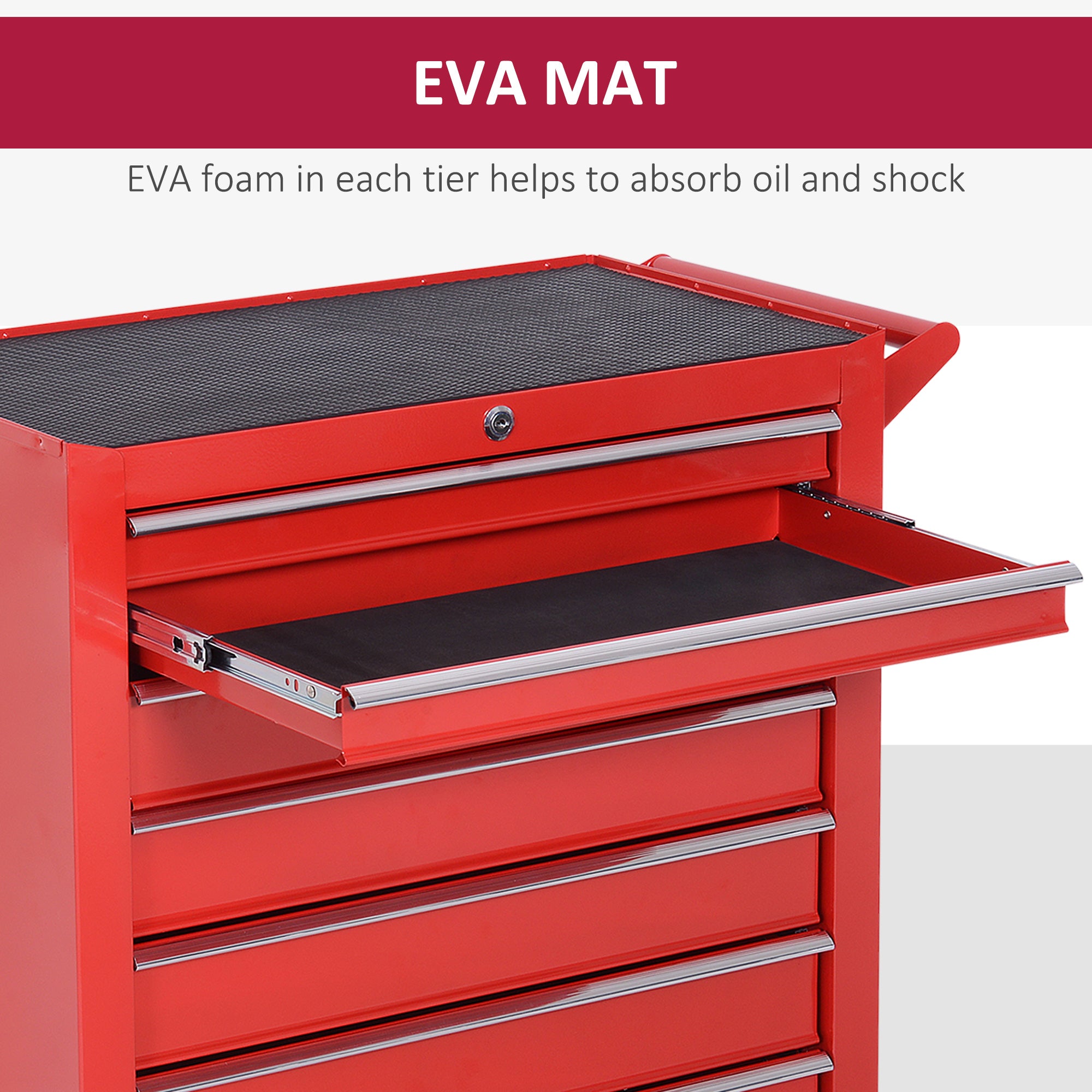 DURHAND Roller Tool Cabinet Storage Chest Box 7 Drawers Roll Wheels Garage Workshop Red - North Peak Garden Furniture