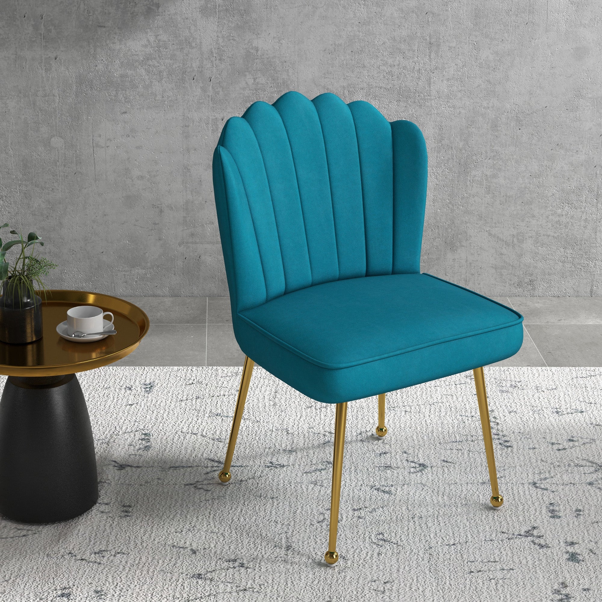 HOMCOM Velvet-Feel Shell Accent Chair - Blue - North Peak Garden Furniture