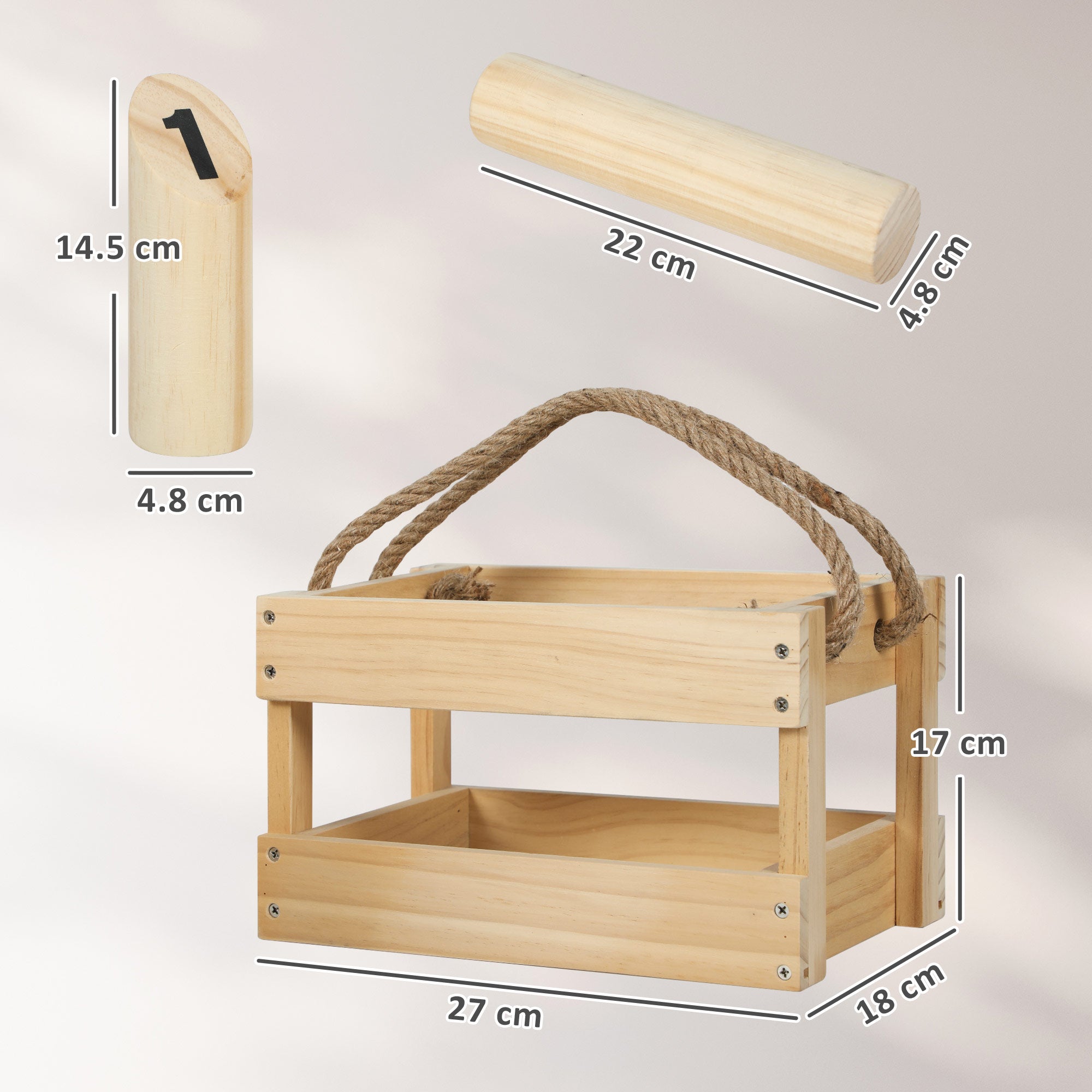 SPORTNOW Molkky Game, Wooden Skittles Throwing Game with 12 Skittles, 1 Throwing Pin and Carrying Box, Outdoor Games for Adults, Garden, Picnic, Beach, Party