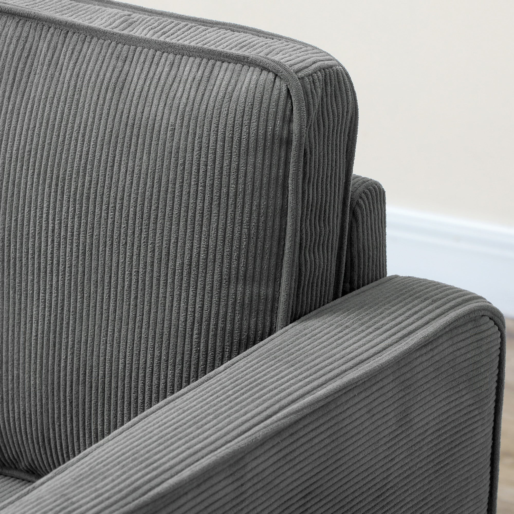 HOMCOM Small Two-Seater Corduroy Sofa - Grey - North Peak Garden Furniture