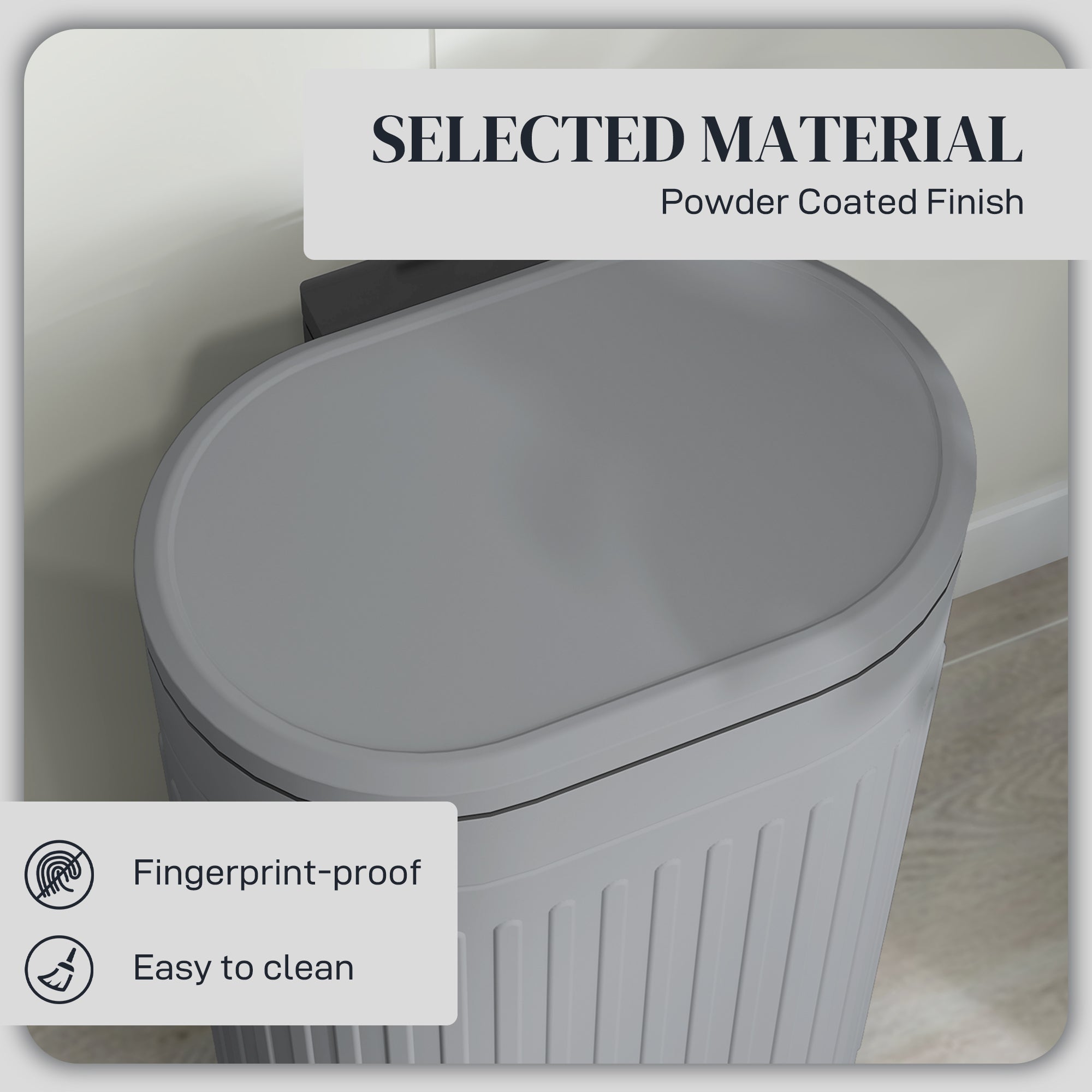 HOMCOM 30 Litre Pedal Bin, Fingerprint Proof Kitchen Bin with Soft-close Lid, Metal Rubbish Bin with Foot Pedal and Removable Inner Bucket, Grey - North Peak Garden Furniture