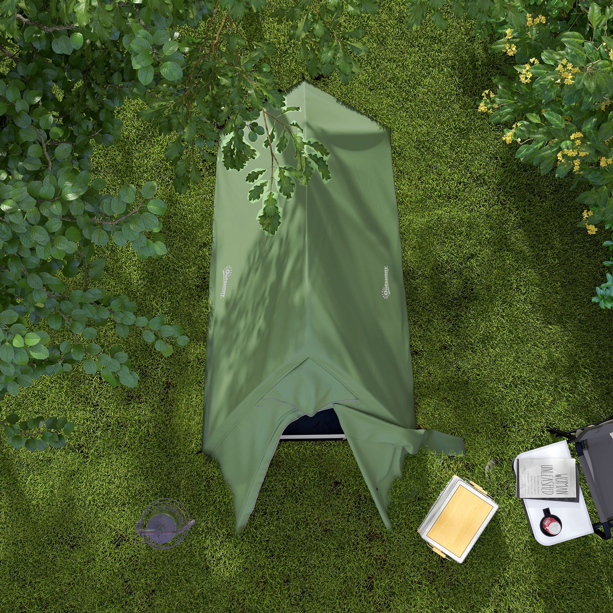 Outsunny Double Layer Camping Tent, 1-2 Man Backpacking Tent with Carry Bag, 2000mm Waterproof and Lightweight, Green - North Peak Garden Furniture