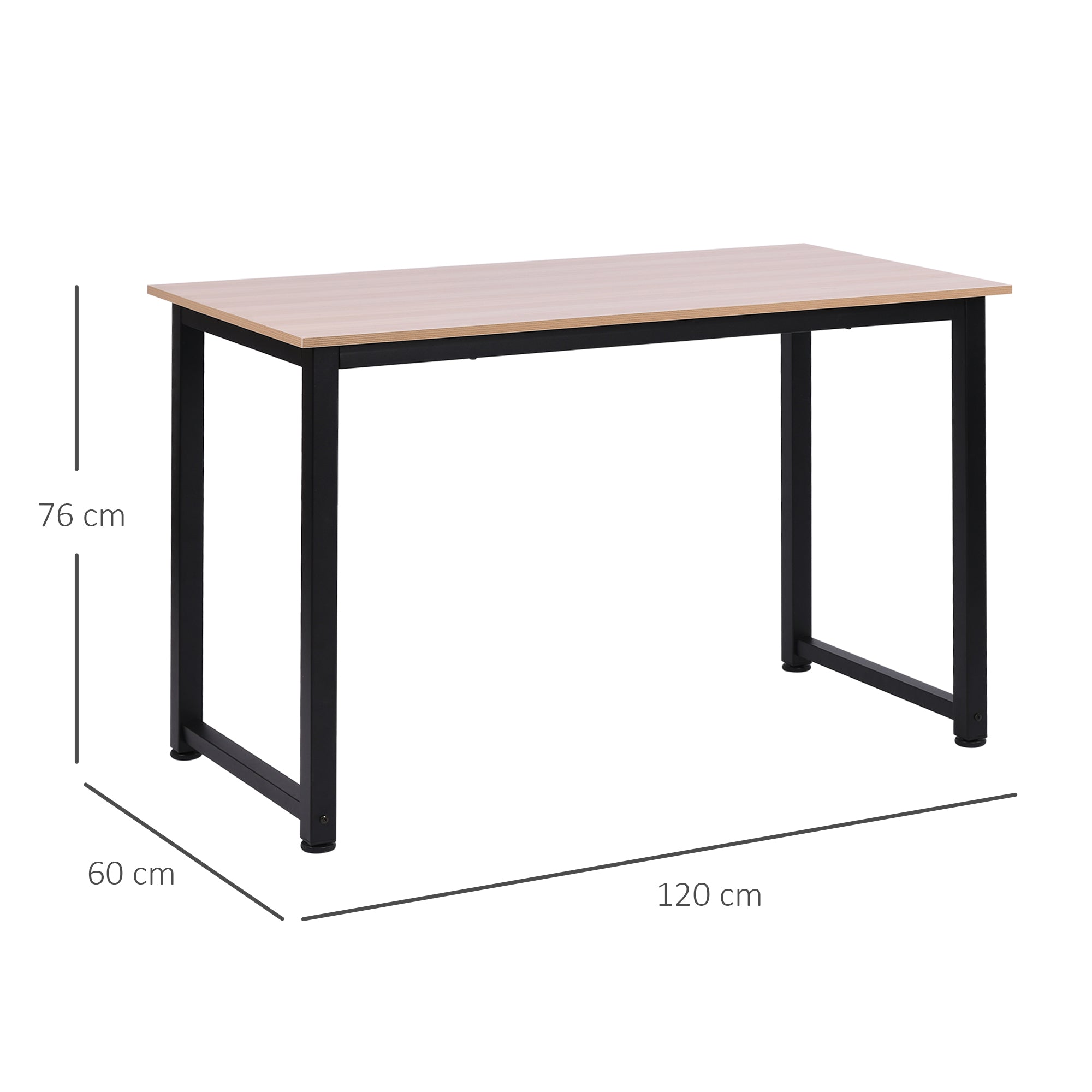 HOMCOM Computer Desk, Writing Table, 120 x 60 x 76cm Workstation for Home Office, Study with Metal Frame, Simple Assembly, Black - North Peak Garden Furniture