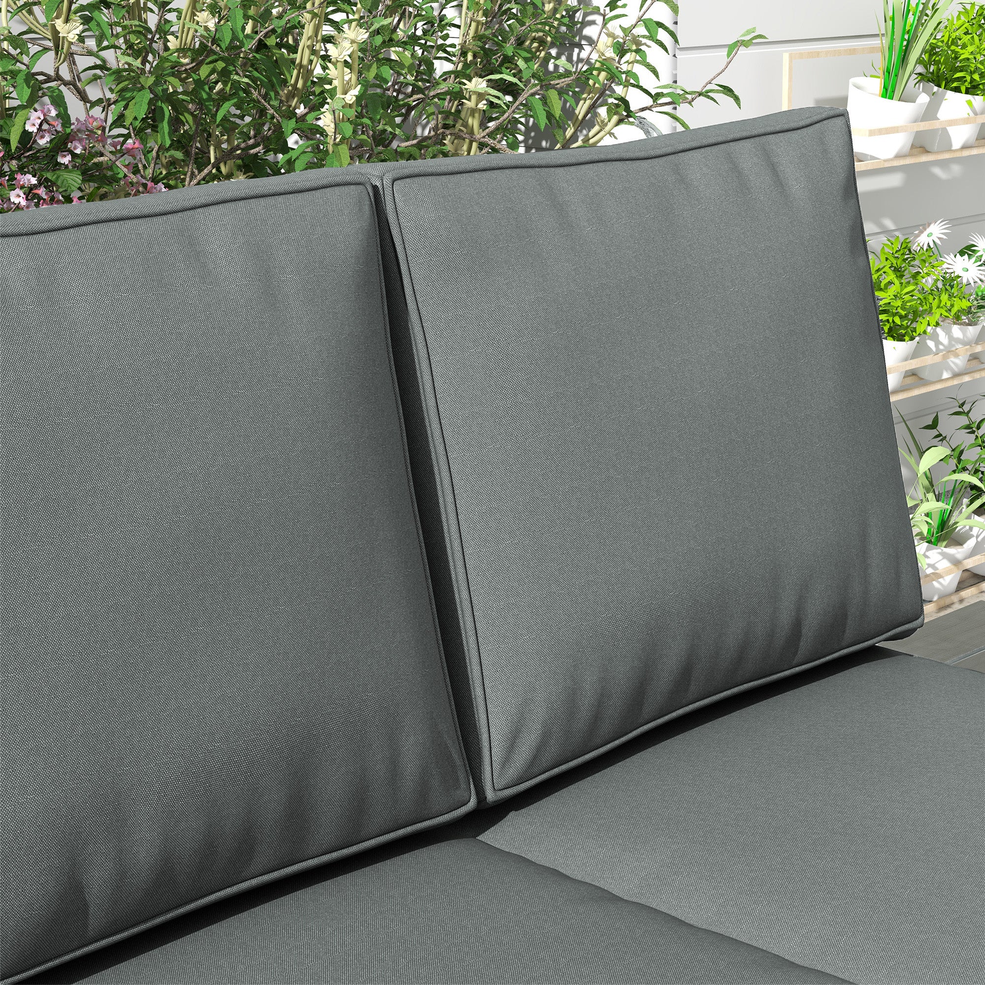 Outsunny 2 Seater Back and Seat Cushion Pillows Replacement, Patio Chair Cushions Set for Indoor Outdoor, Charcoal Grey - North Peak Garden Furniture