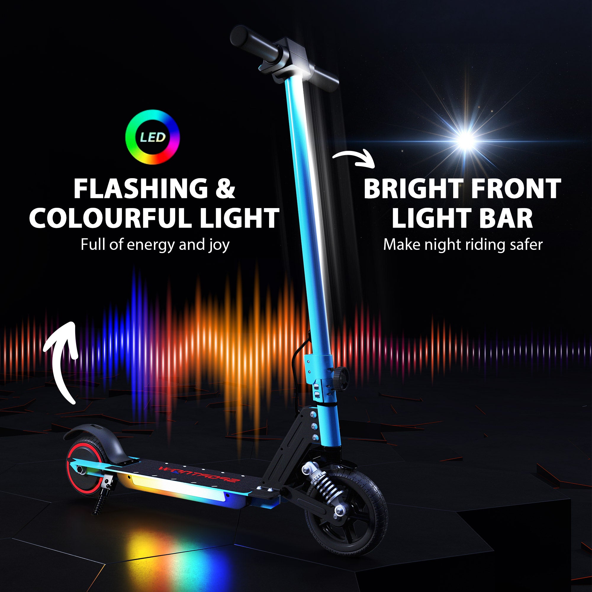 SPORTNOW Folding Electric Scooter for Kids Age 6-14 with Dual Brakes, Front Suspension, LED Colourful Lights and Display, 6.8kg Lightweight Aluminium E Scooter, Up to 14 KM/H & 6 KM, Blue - North Peak Garden Furniture