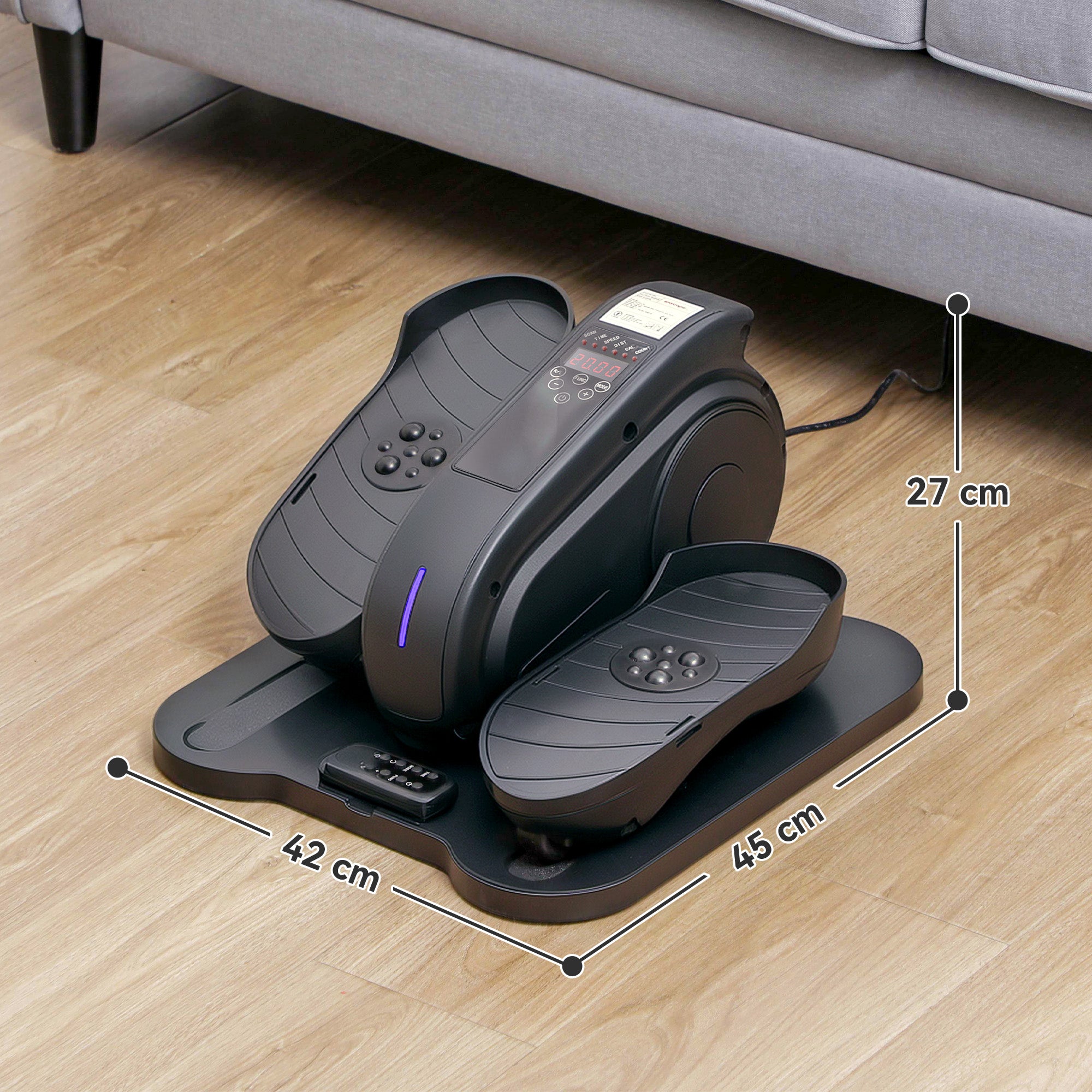 SPORTNOW Under Desk Elliptical Machine, Seated Pedal Exerciser, Mini Elliptical Trainer with LCD Monitor, Remote Control and 10 Adjustable Speed, Quiet & Portable for Seniors, Black - North Peak Garden Furniture