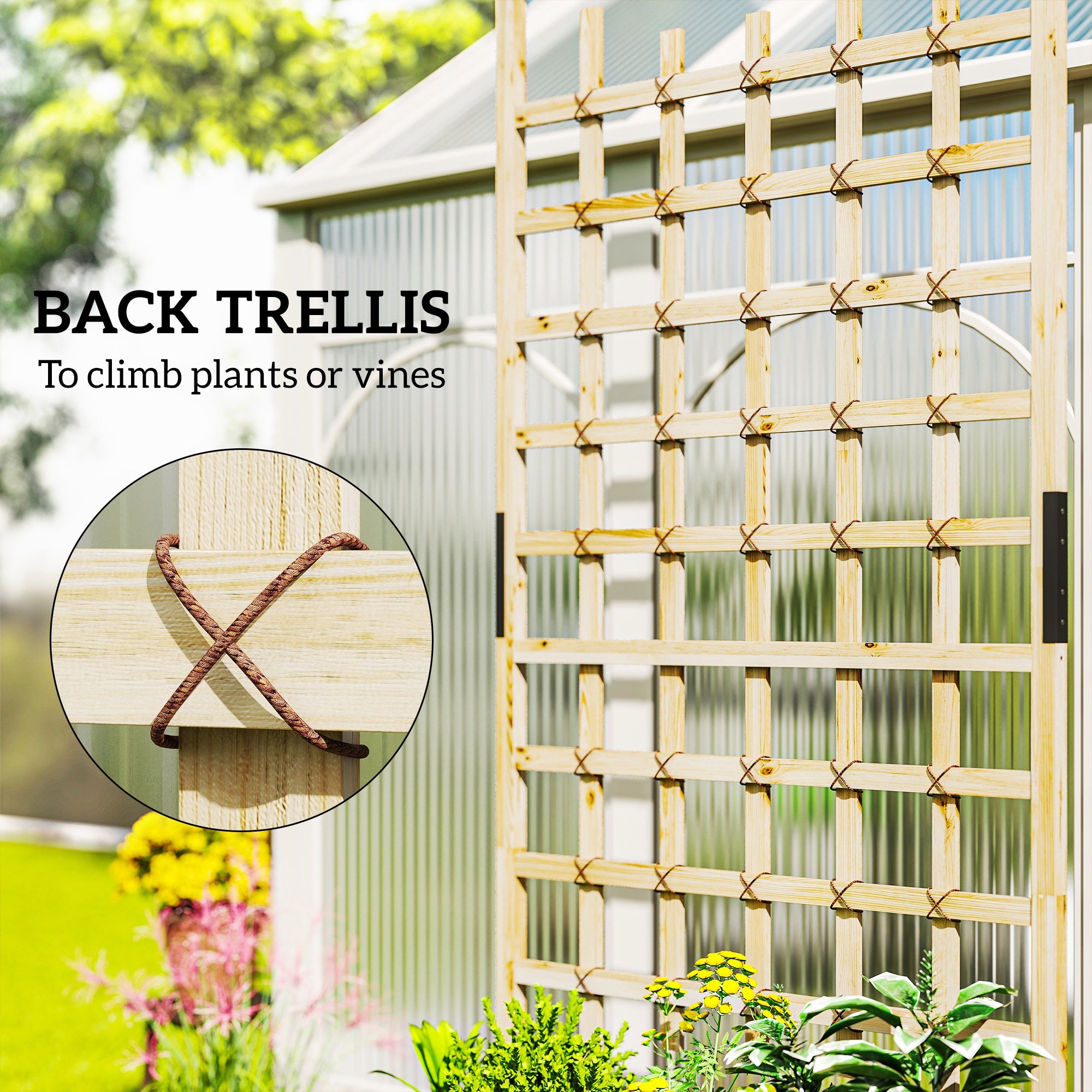 Outsunny Wooden Trellis Planter, Raised Garden Bed with Wheels and Bed Liner, to Climb and Grow Vegetables, Herbs and Flowers