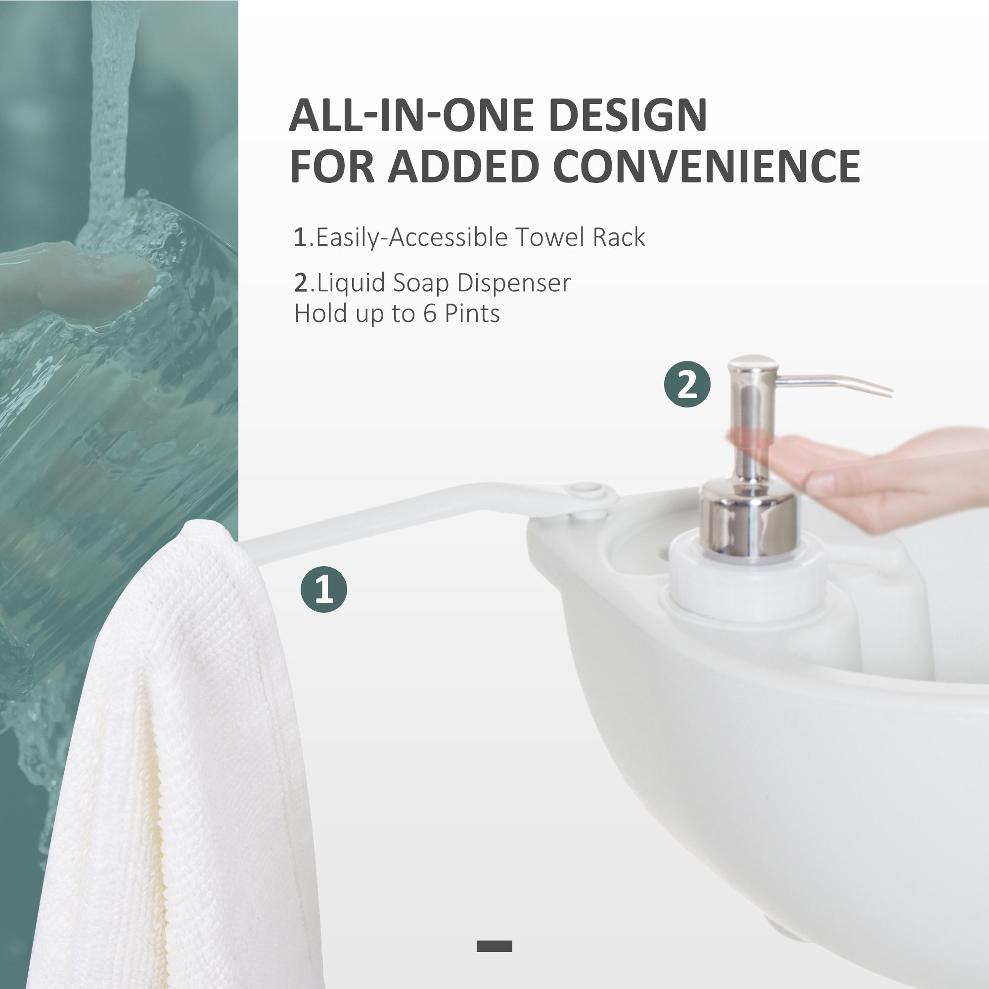 Outsunny Portable Camping Sink with Running Water and Wastewater Tank, Hand Wash Basin with Rolling Wheels, Foot Pump, Soap Dispenser for Outdoor Events, Gatherings, Picnic - North Peak Garden Furniture