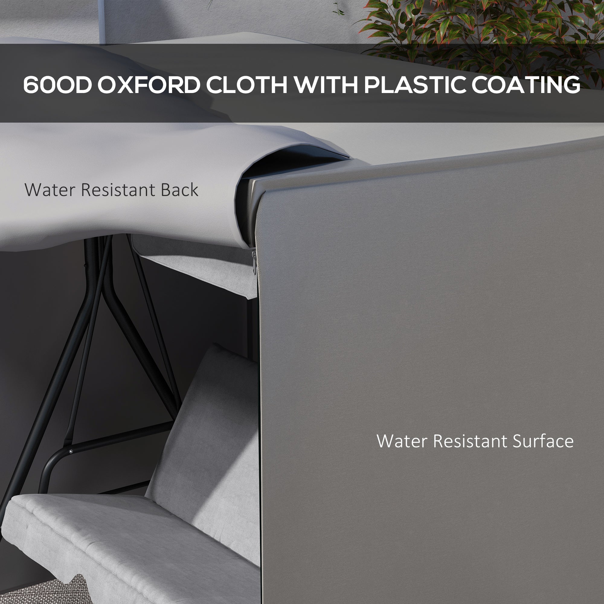 Outsunny 152 x 177cm Three-Seater Swing Chair Protective Cover Light Grey - North Peak Garden Furniture