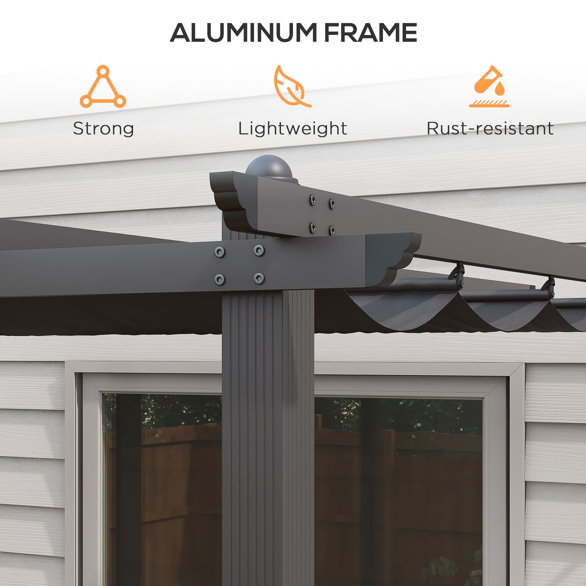 Outsunny 3 x 4m Aluminium Pergola, with Retractable Roof - Dark Grey - North Peak Garden Furniture