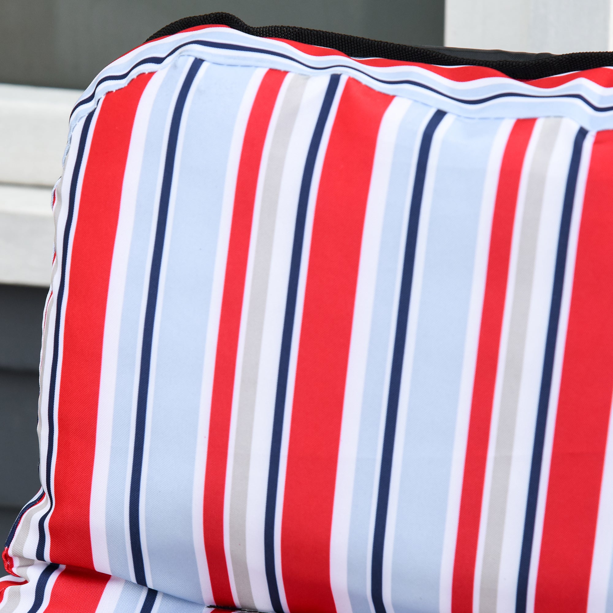 Outsunny Set of 2 Garden Sun Lounger Outdoor Reclining Seat Cushioned Seat Foldable Adjustable Recliner Red and White - North Peak Garden Furniture