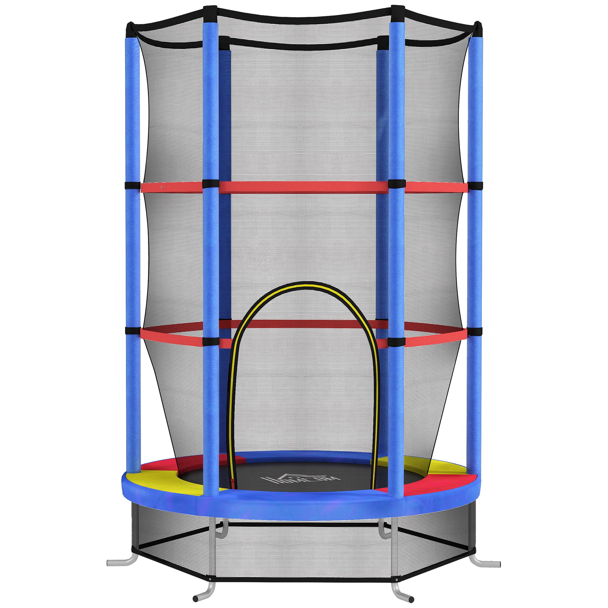 HOMCOM Kids Trampoline, with Enclosure Net, Steel Frame, for Ages 3-6 Years - MultiColoured - North Peak Garden Furniture