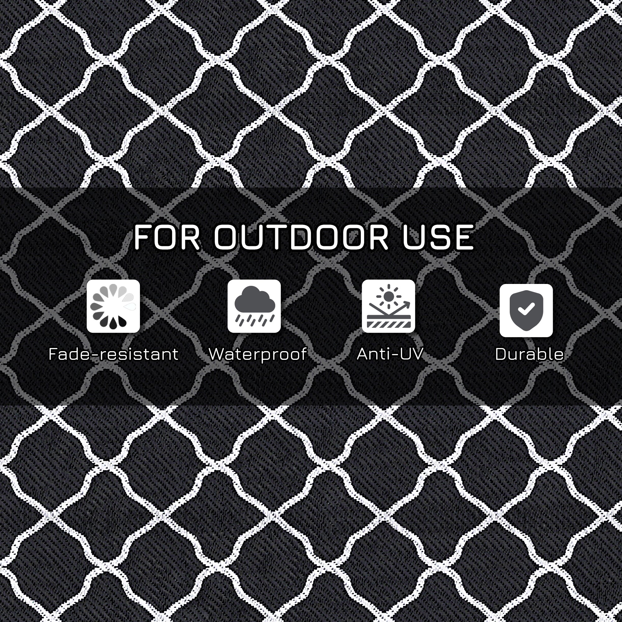 Outsunny Reversible Outdoor Rug, Plastic Straw Mat w/ Carry Bag Ground Stakes for Garden RV Picnic Beach Camping 182x274cm Black - North Peak Garden Furniture