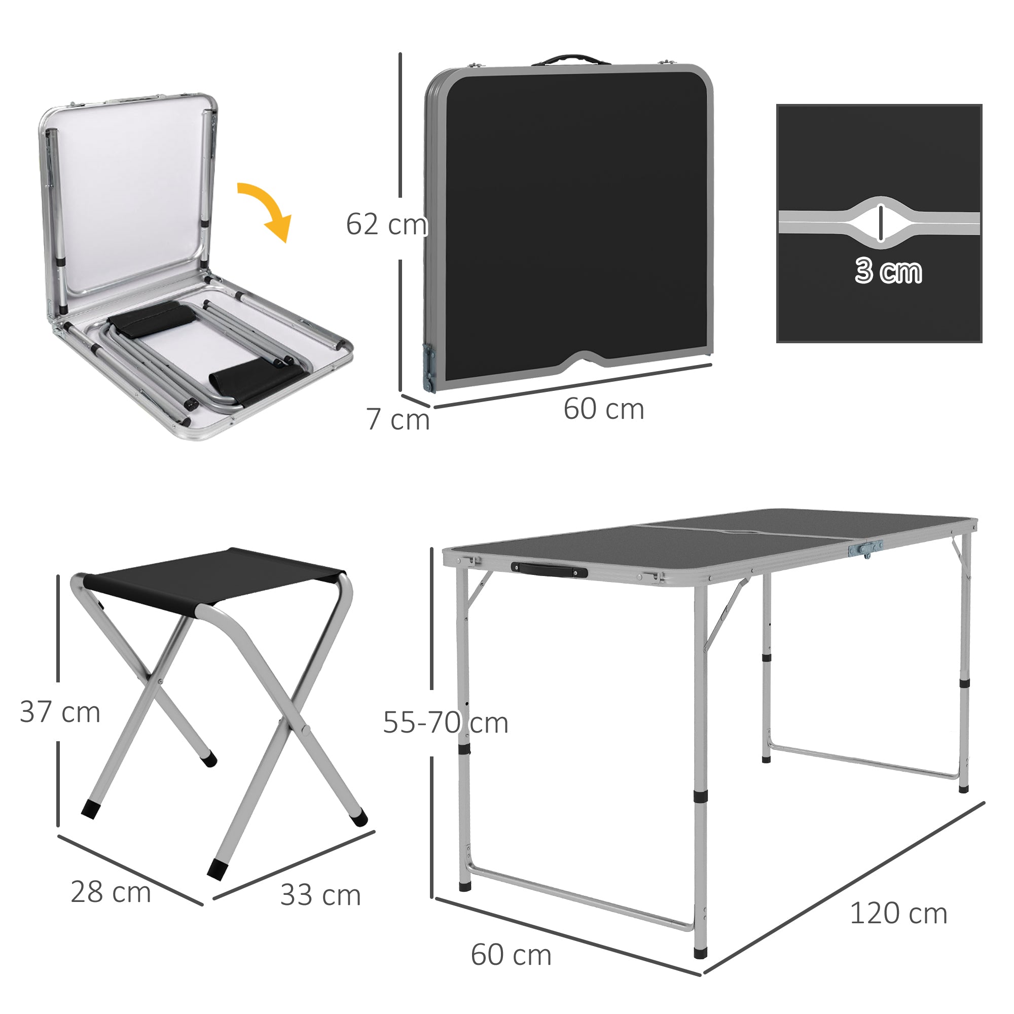 Outsunny Four-Person Foldable Aluminium Picnic Set - North Peak Garden Furniture