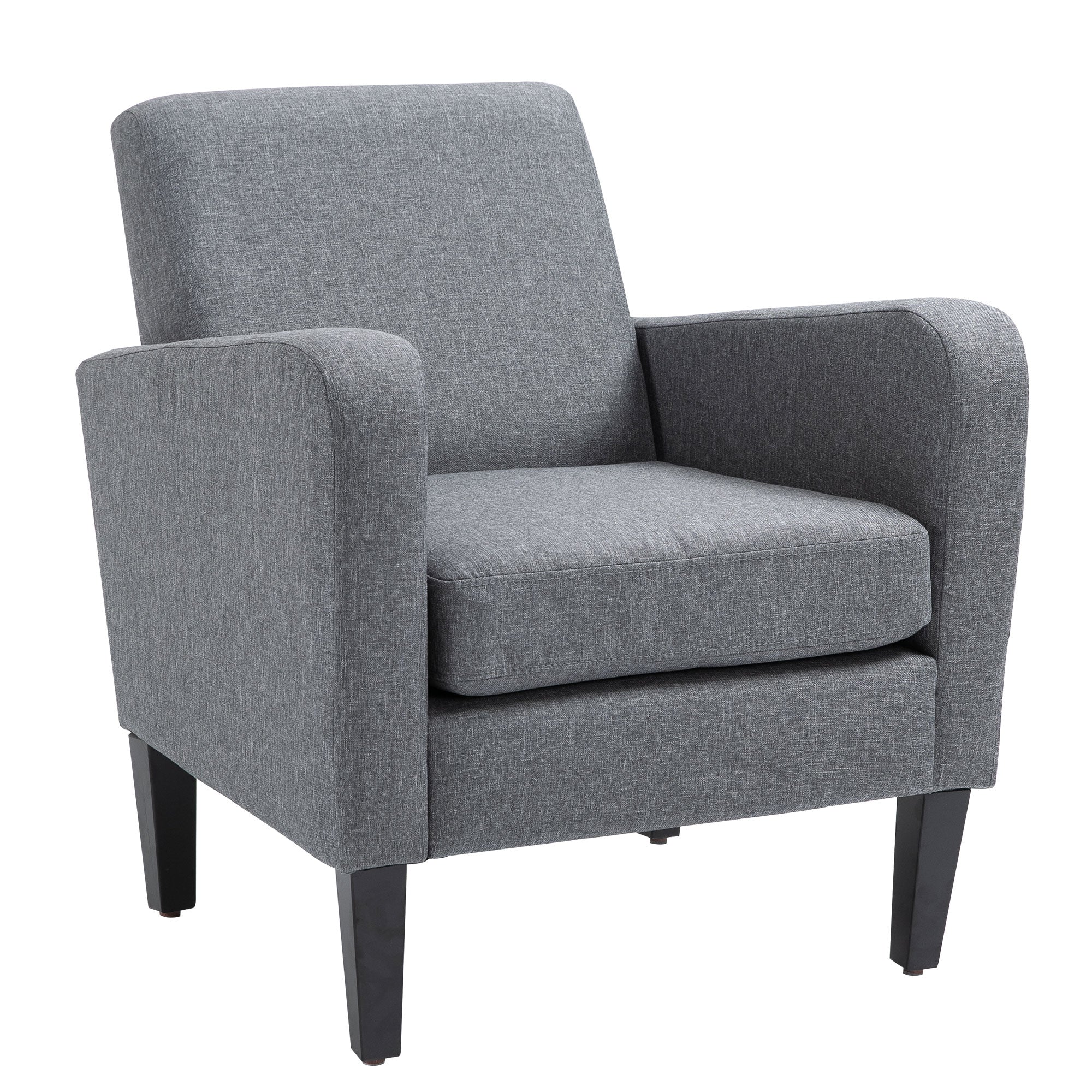 HOMCOM Modern Accent Chair, Occasional Chair with Rubber Wood Legs for Living Room, Bedroom, Grey - North Peak Garden Furniture