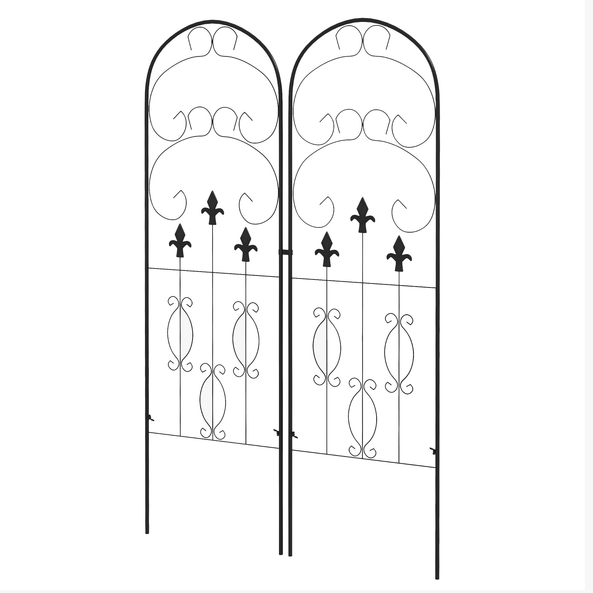 Outsunny Metal Trellis Set of 2, Garden Trellis for Climbing Plants Support Frames, Scrolls Design - North Peak Garden Furniture