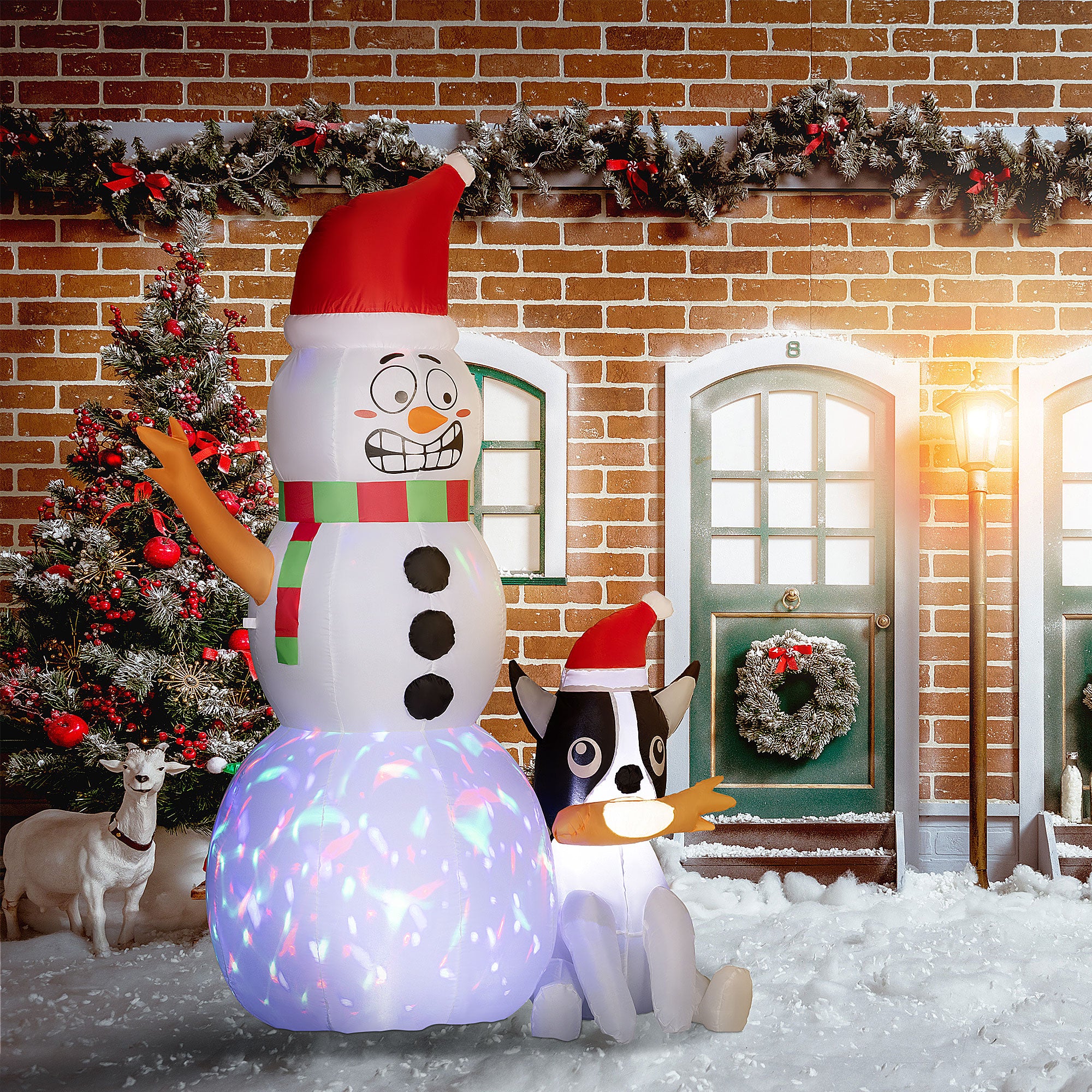 Outsunny 6.2ft Inflatable Santa with Dog Decoration - North Peak Garden Furniture