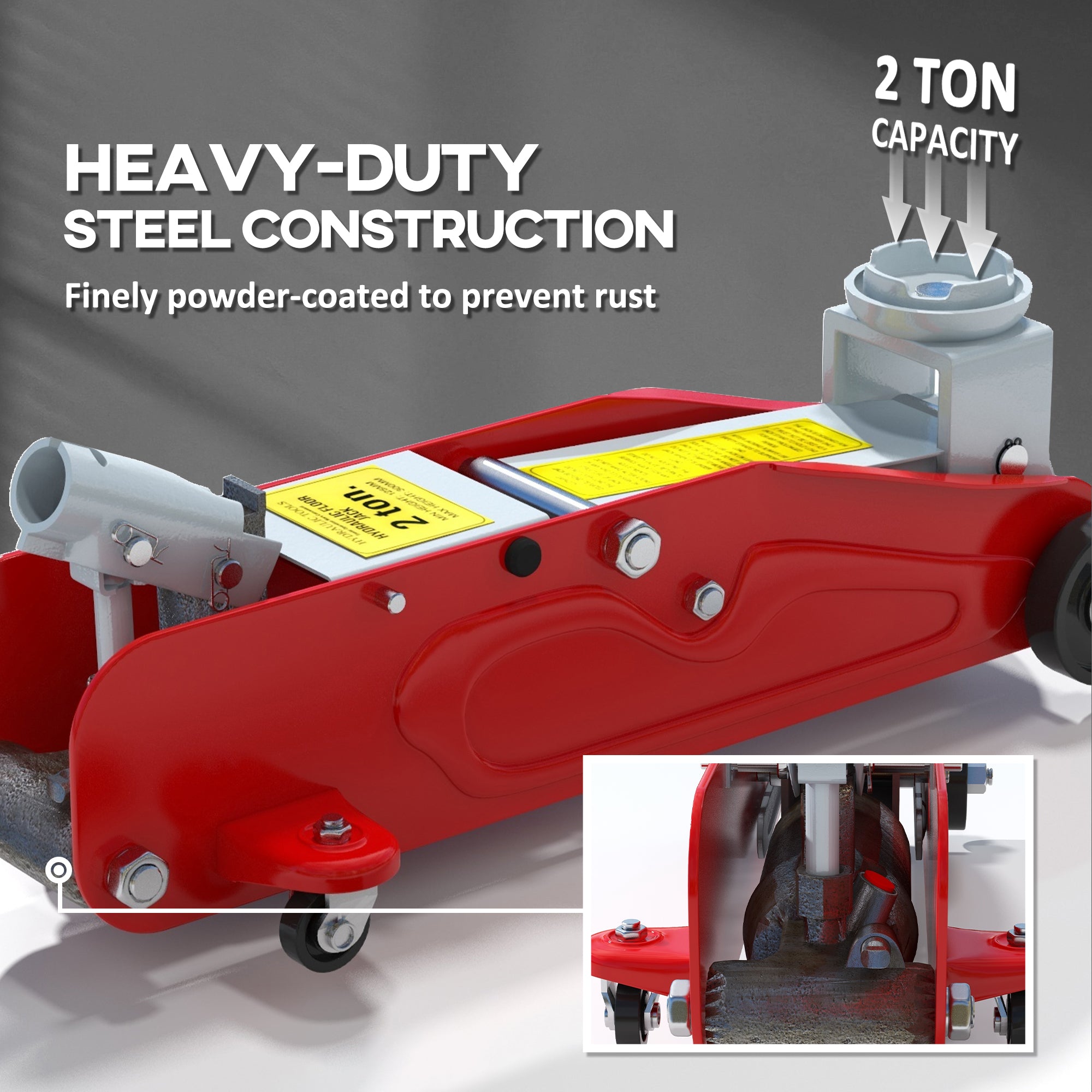 HOMCOM Low Profile Jack, 2 Ton Hydraulic Car Jack for Car Trailer Garage Tyre Repair, Red - North Peak Garden Furniture