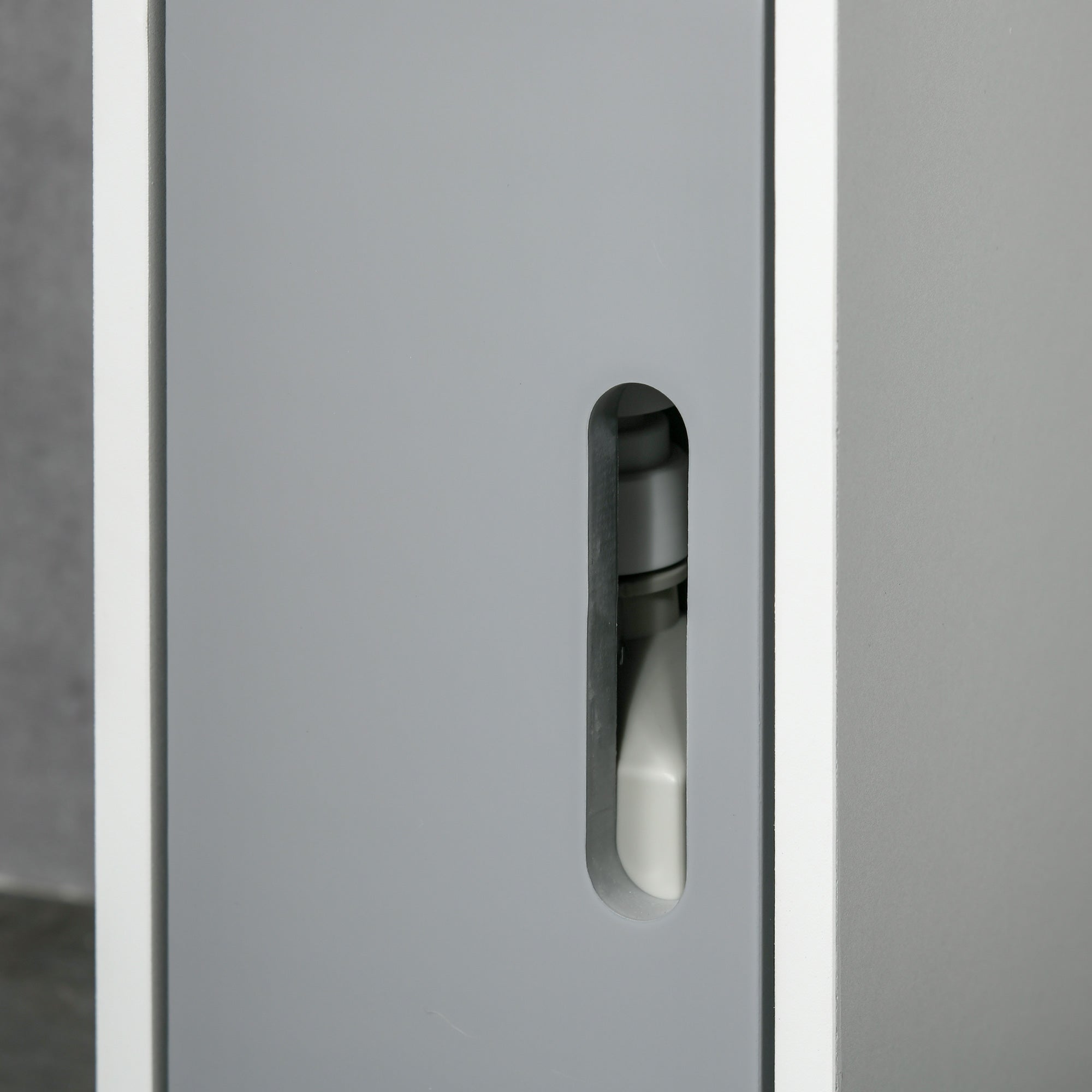 kleankin Modern Bathroom Storage Cabinet, Freestanding Tall Bathroom Cabinet with Open Shelves and 3 Cupboards with Door, for Bedroom Hallway, Grey - North Peak Garden Furniture