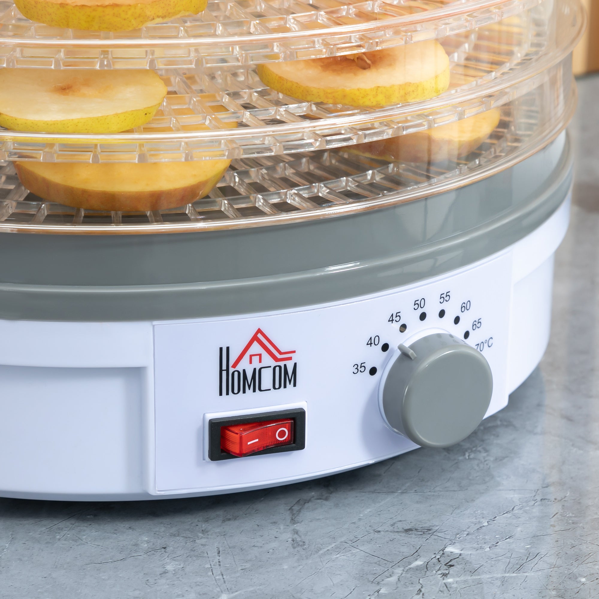 HOMCOM 5 Tier Food Dehydrator, 245W Food Dryer Machine with Adjustable Temperature Control for Drying Fruit, Meat, Vegetable, Jerky and Pet Treat, White - North Peak Garden Furniture