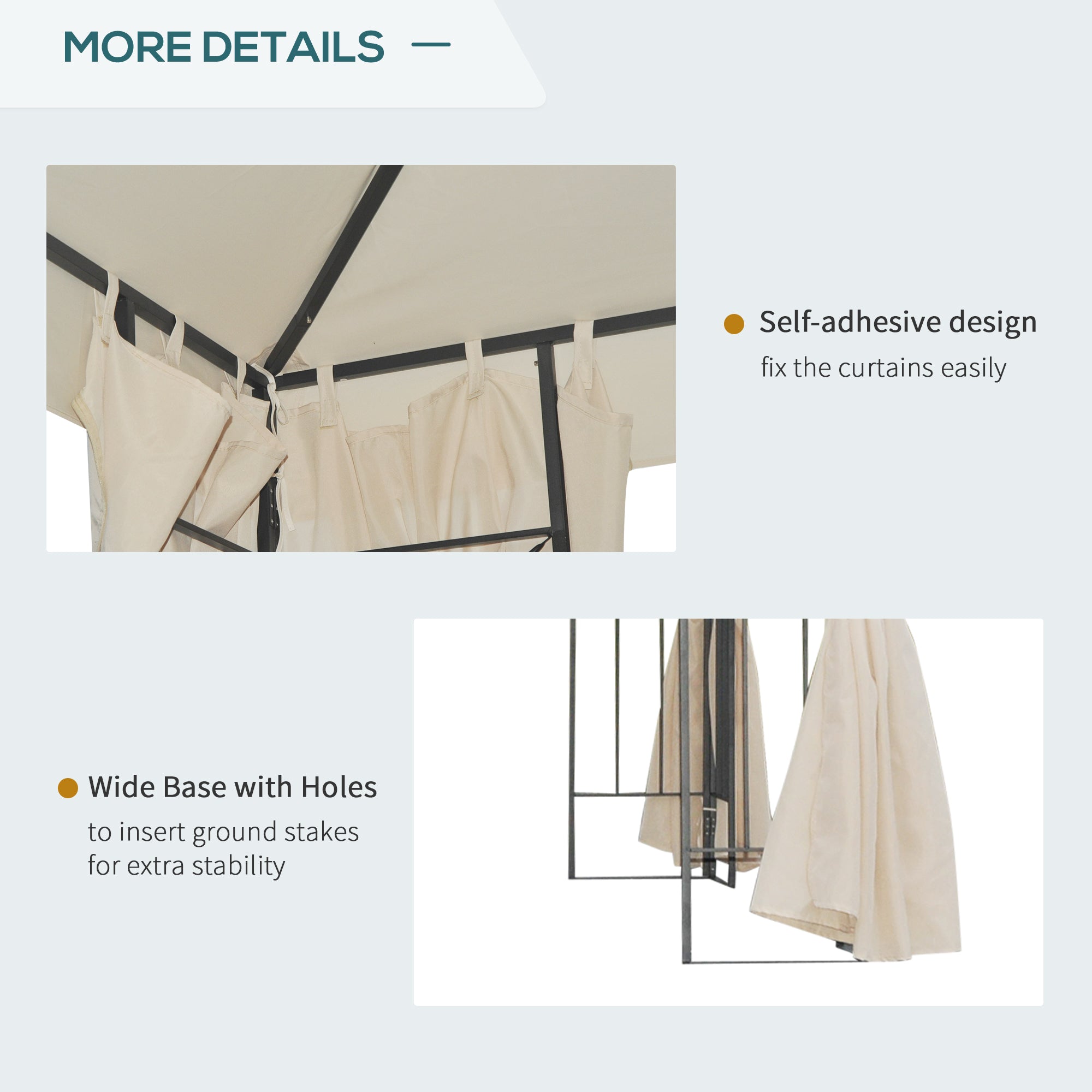 Outsunny 3 x 3 m Garden Gazebo Double Roof Marquee Patio Wedding Party Tent Canopy Shelter with Sidewalls, (Beige) - North Peak Garden Furniture