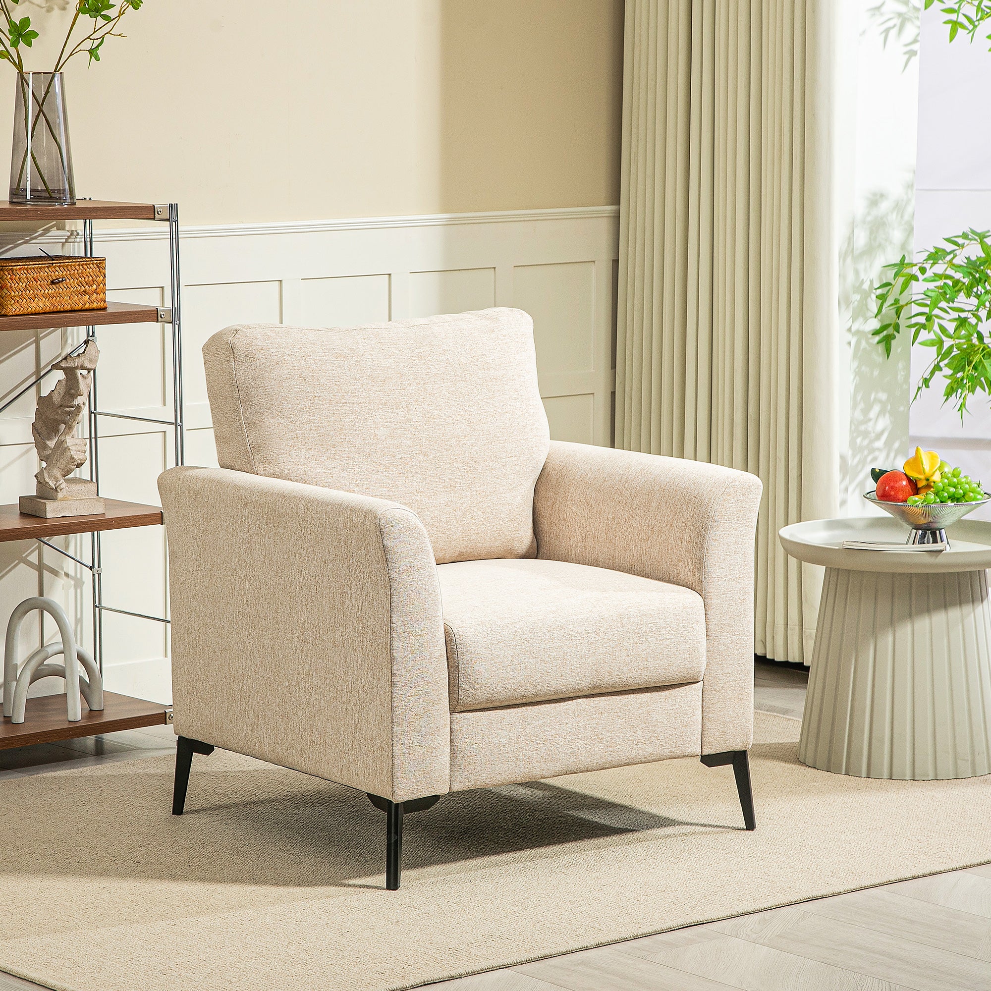 HOMCOM Linen-Look Armchair - Beige - North Peak Garden Furniture