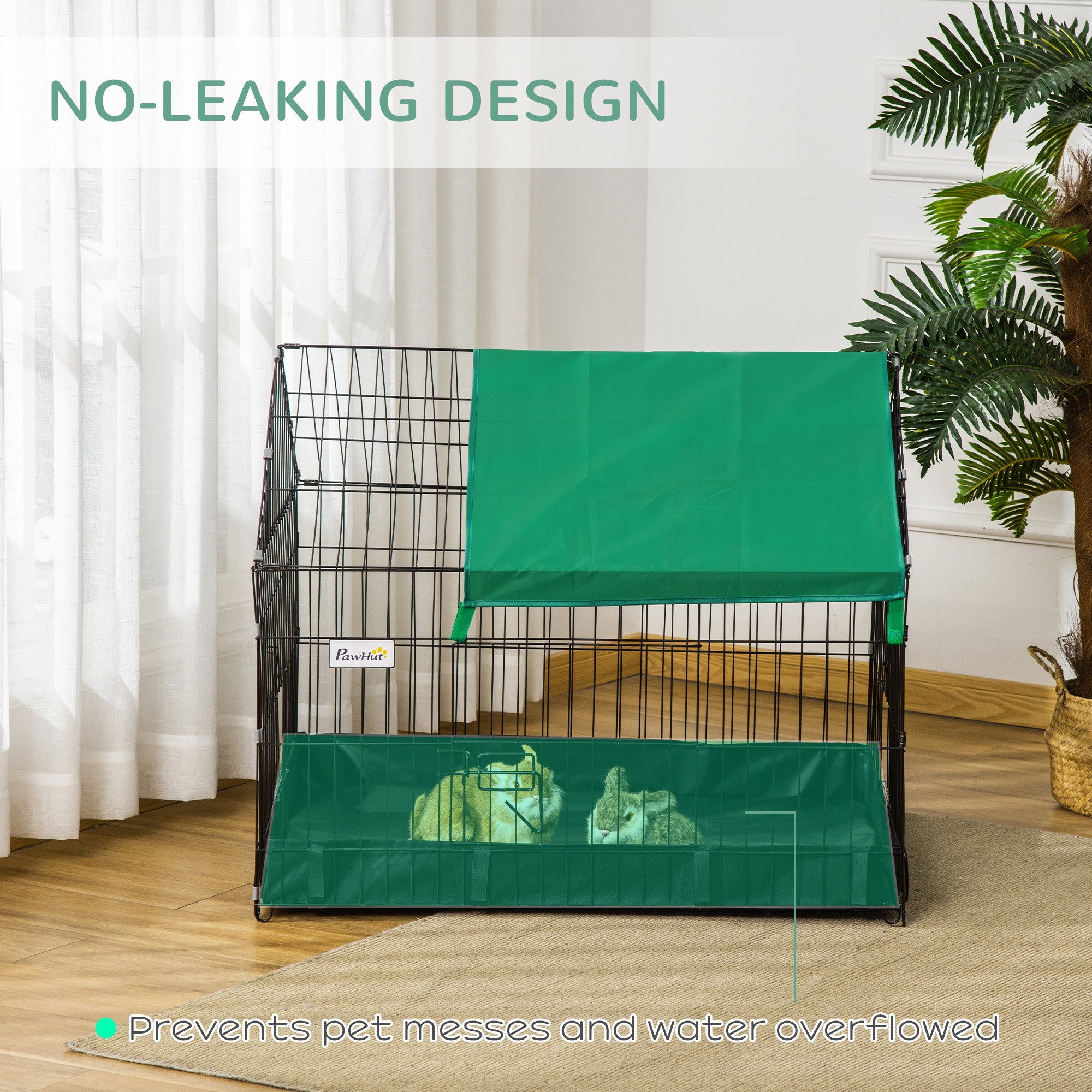 PawHut Rabbit Cage Guinea Pig Playpen Small Animal House for Kitties Puppies, w/ Water Proof Oxford Roof Floor 90 x 75 x 75 cm - North Peak Garden Furniture