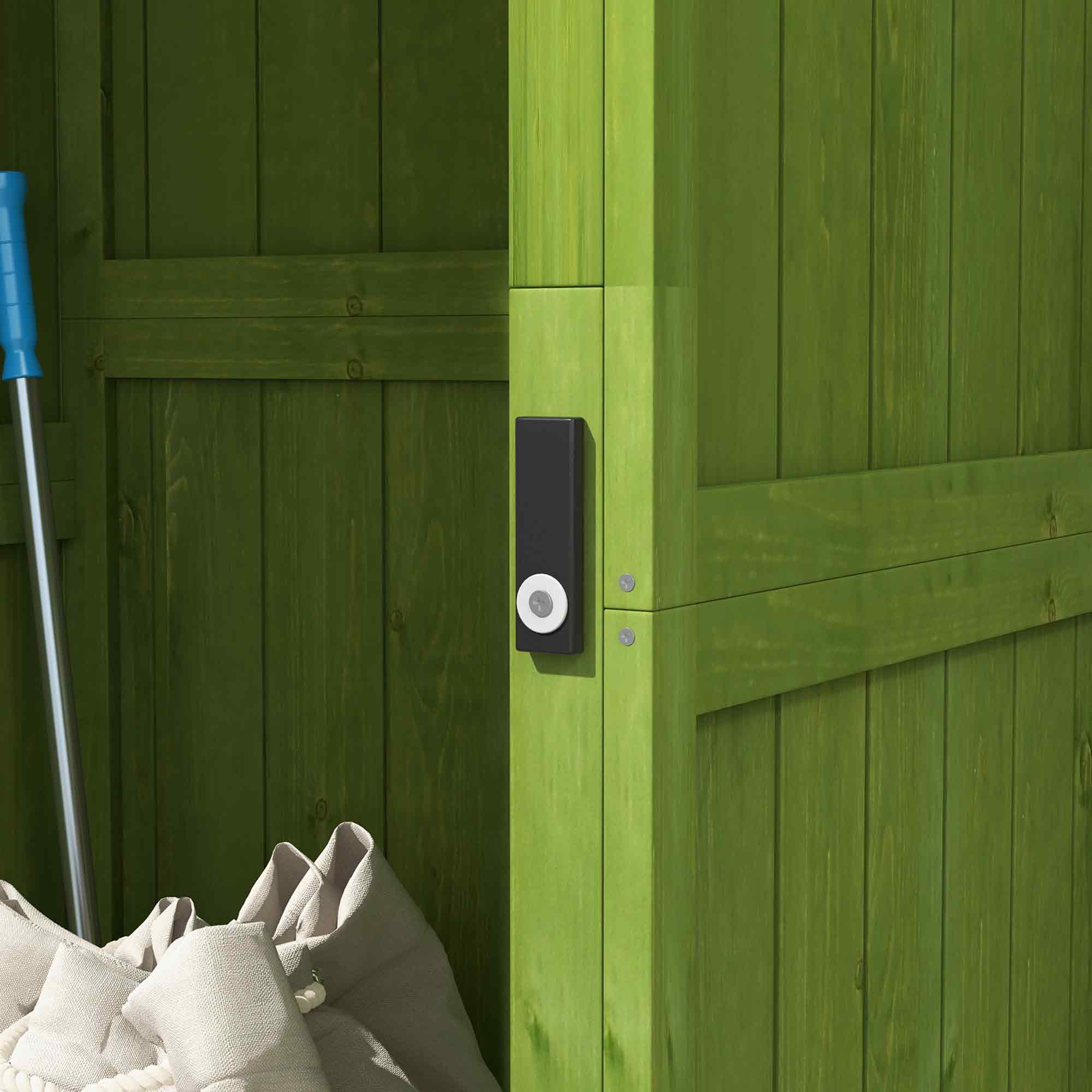 Outsunny Wooden Garden Shed, Utility Outdoor Small Shed with Lockable Double Doors, Shelves and Roof Hatch, Dark Green - North Peak Garden Furniture