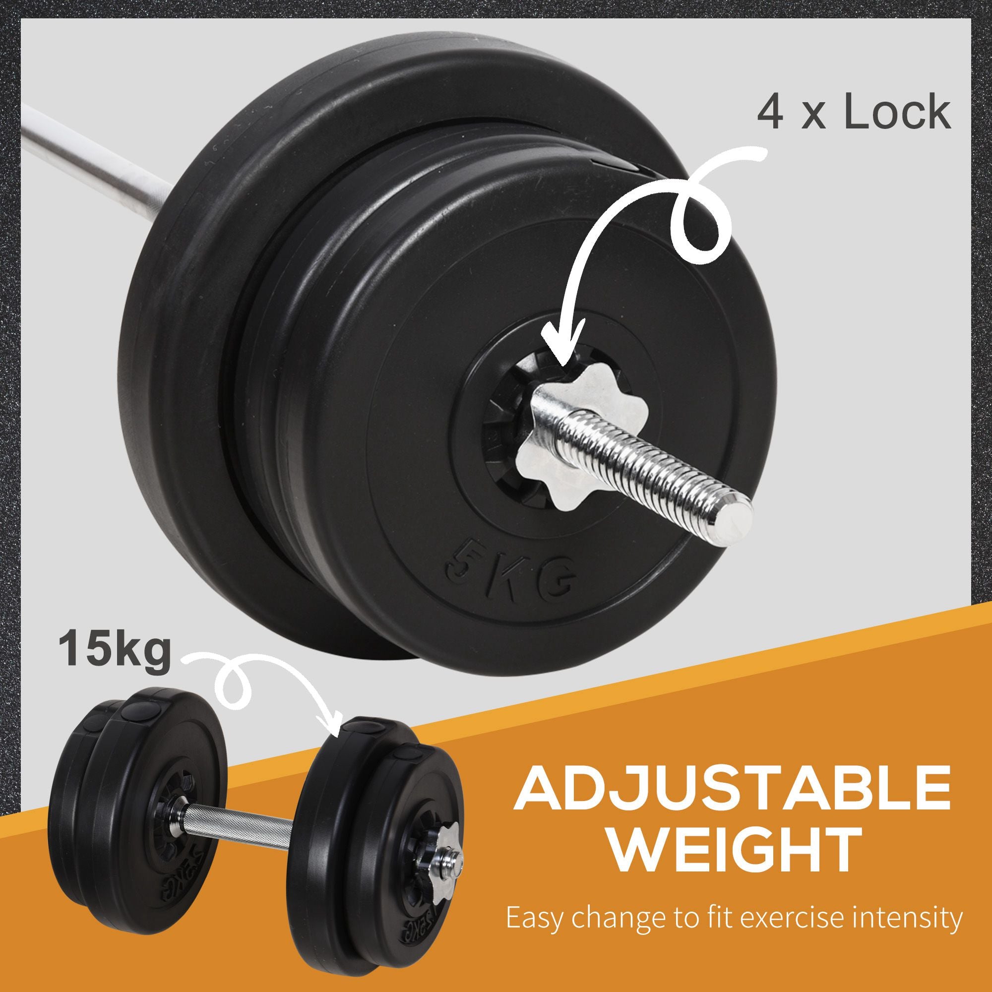 HOMCOM Dumbbell and Barbell Set with 65kg Adjustable Barbell Weights Set, for Home Gym - Black - North Peak Garden Furniture
