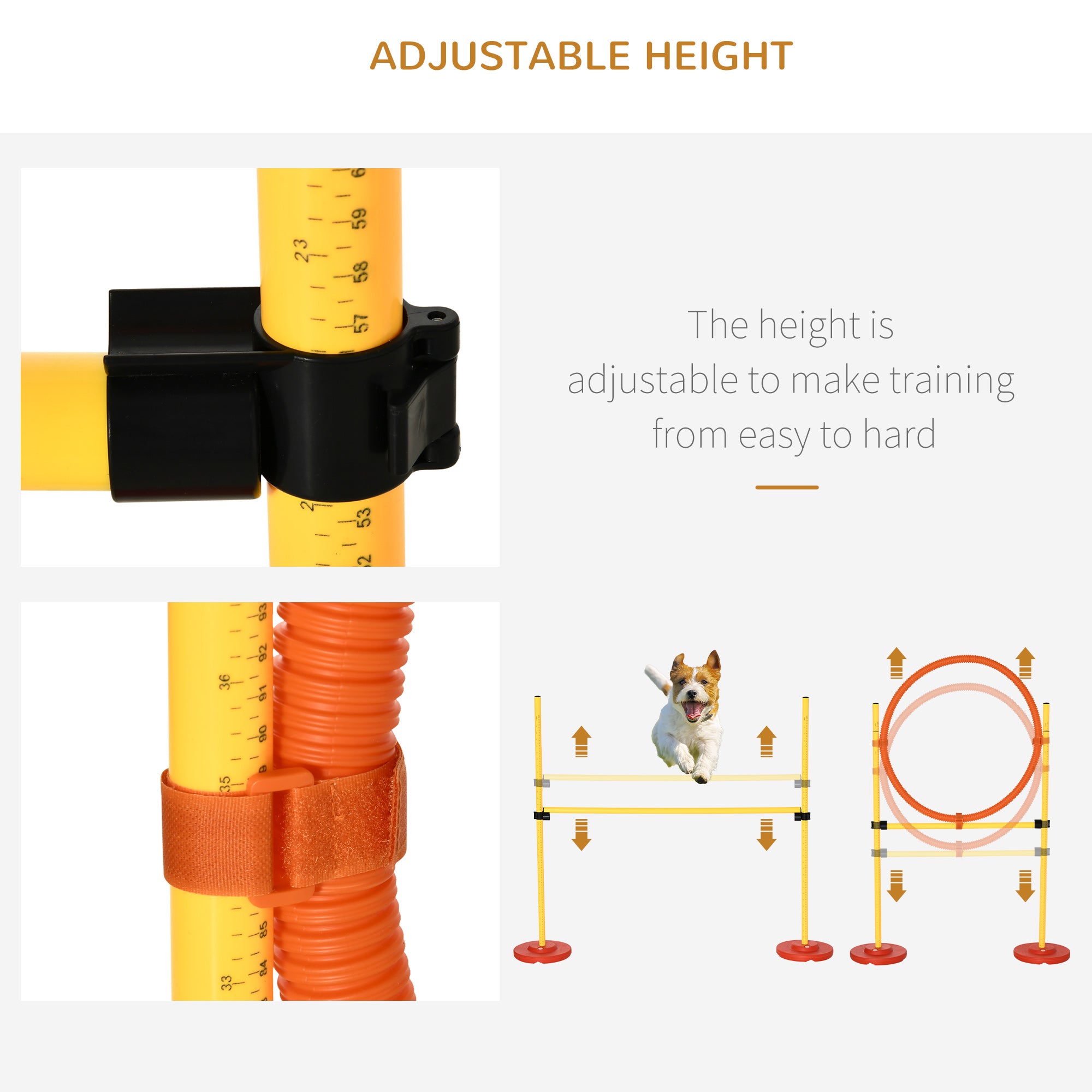 Pawhut Dog Agility Equipment Portable Pet Training Obstacle Set for Dogs 5 Pieces w/ Adjustable High Jumping Pole, Jumping Ring, Weave Poles, Tunnel - North Peak Garden Furniture