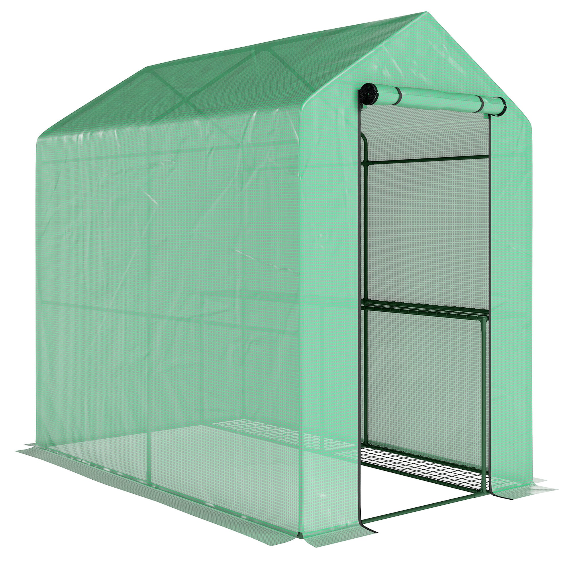 Outsunny 120 x 186cm Walk-In Greenhouse, with Shelves - Green