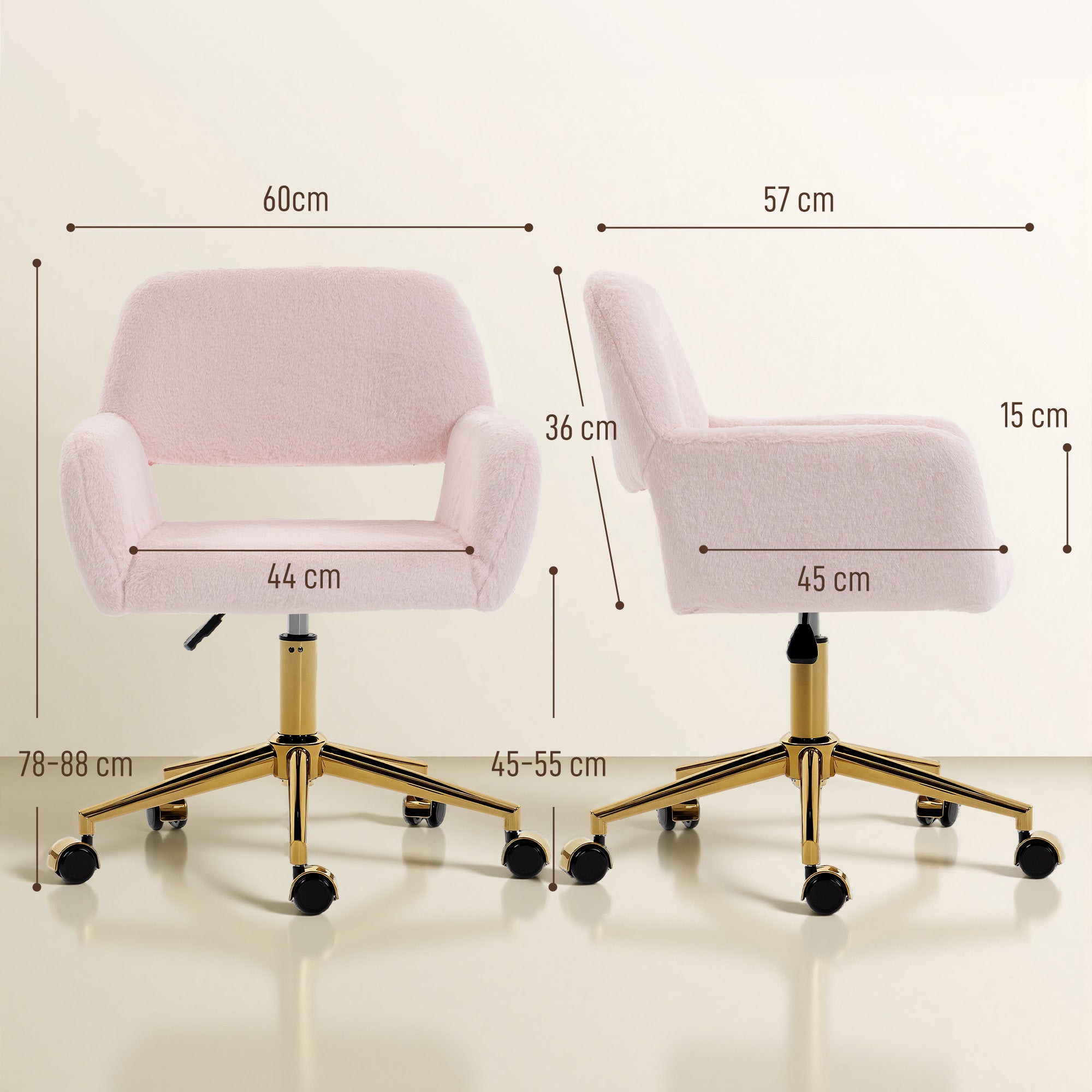 HOMCOM Faux Fur Rabbit Chair - Light Pink