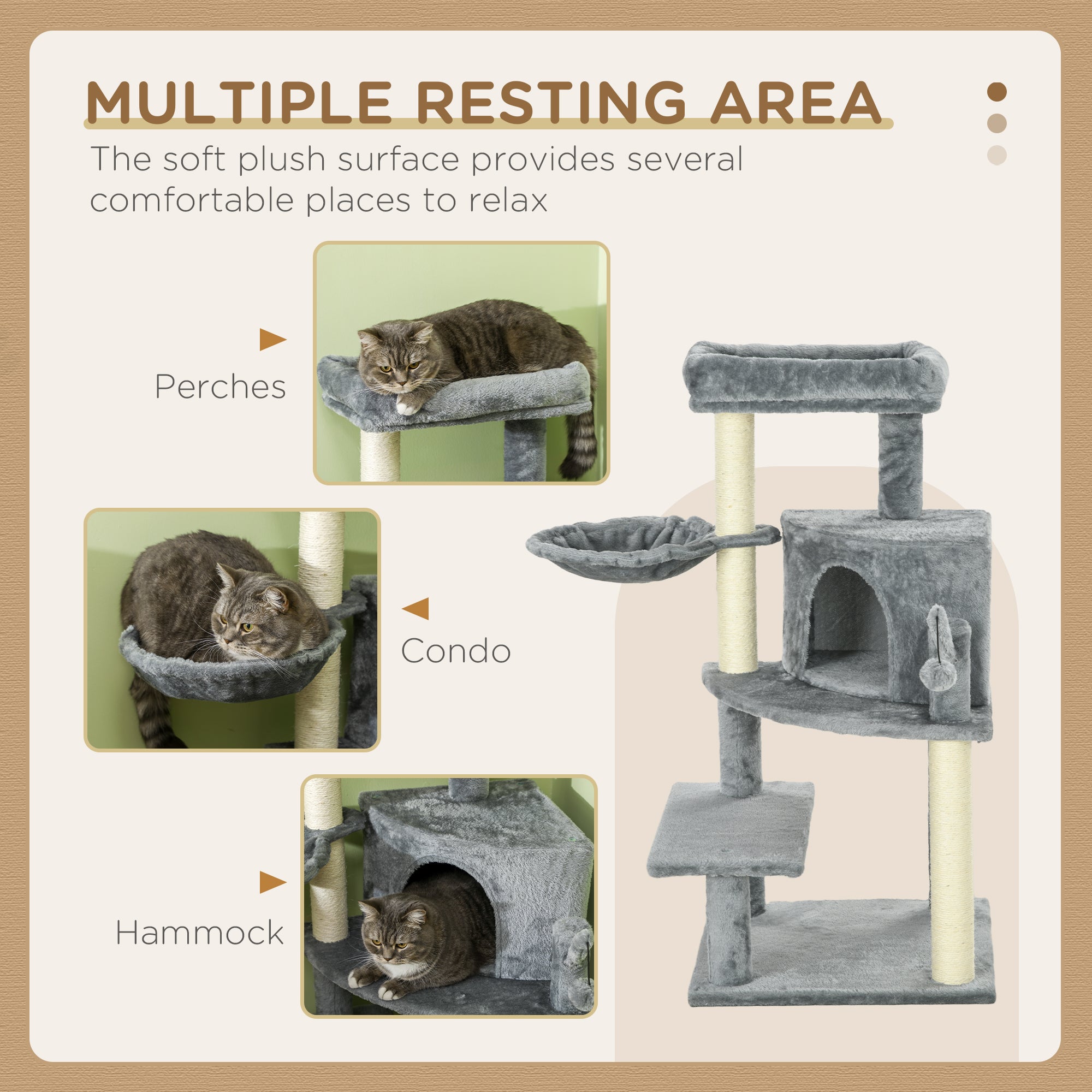 PawHut Sisal 100cm Cat Tree Tower with Sisal Scratching Post Grey - North Peak Garden Furniture