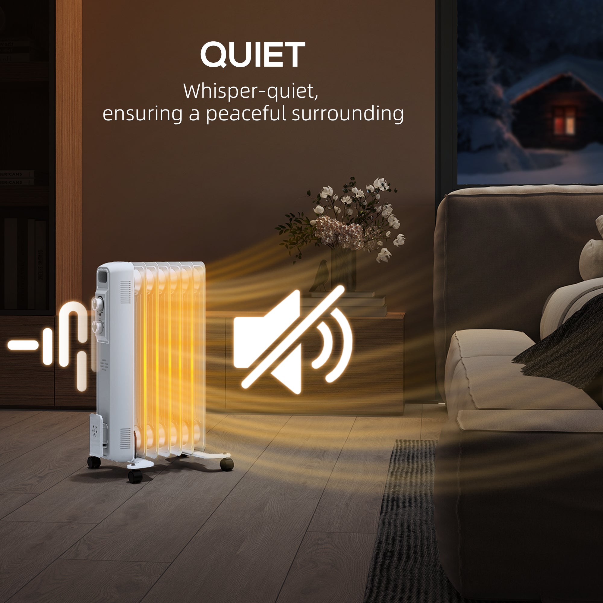 HOMCOM 1.5kW Nine Fin Oil-Filled Radiator - White - North Peak Garden Furniture
