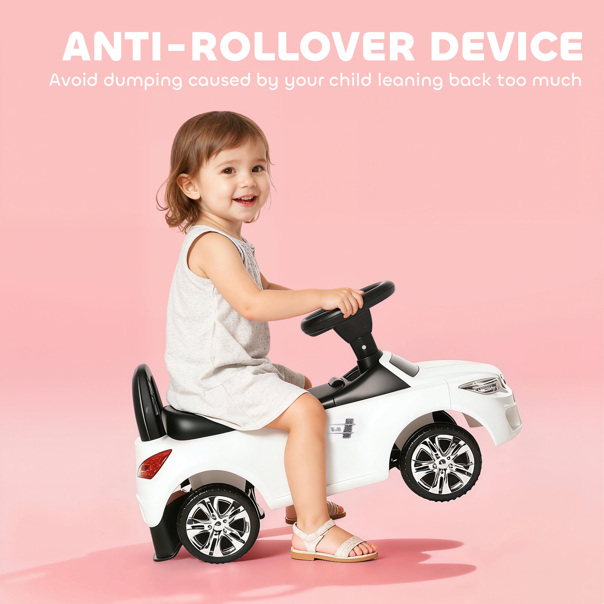 HOMCOM Ride on Car Baby Toddler Walker Foot to Floor Sliding Car Slider White